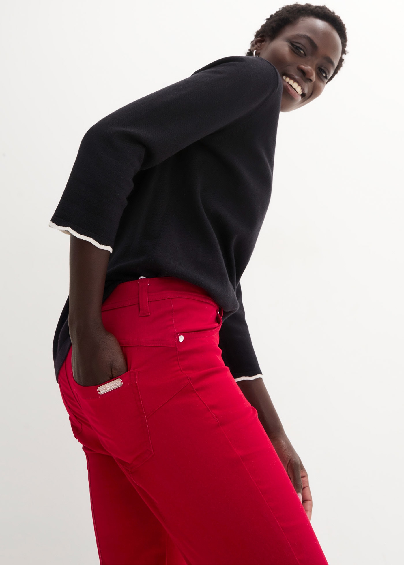 bonprix Pantalon stretch »Stretchhose aus Baumwolle«  aus Baumwolle, Polyester und Elasthan, Slim Fit Passform, 7/8-Länge