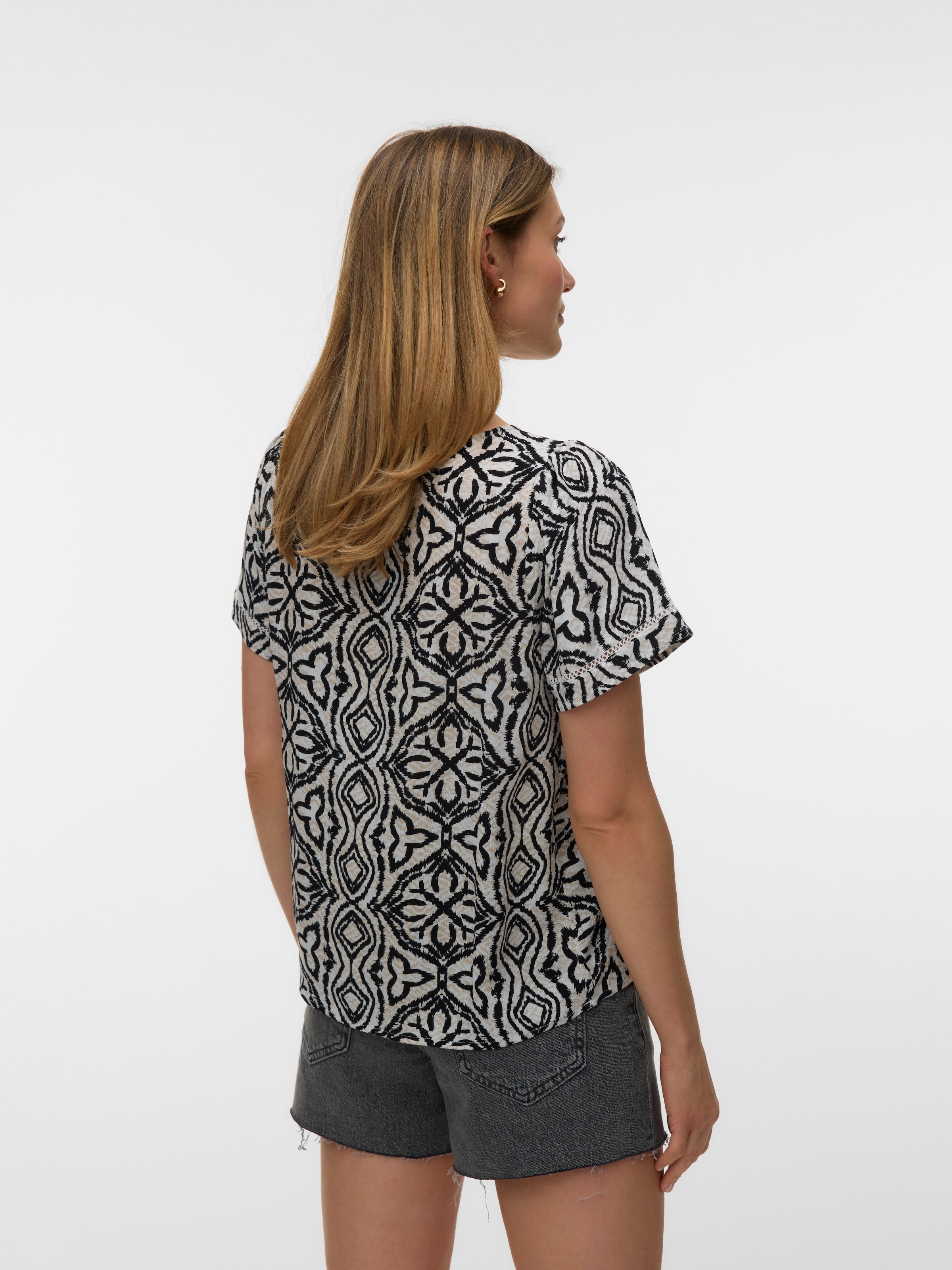 Vero Moda Chemisier à chemise »VMMENNY LACE SS TOP WVN GA« Viskose, regular fit