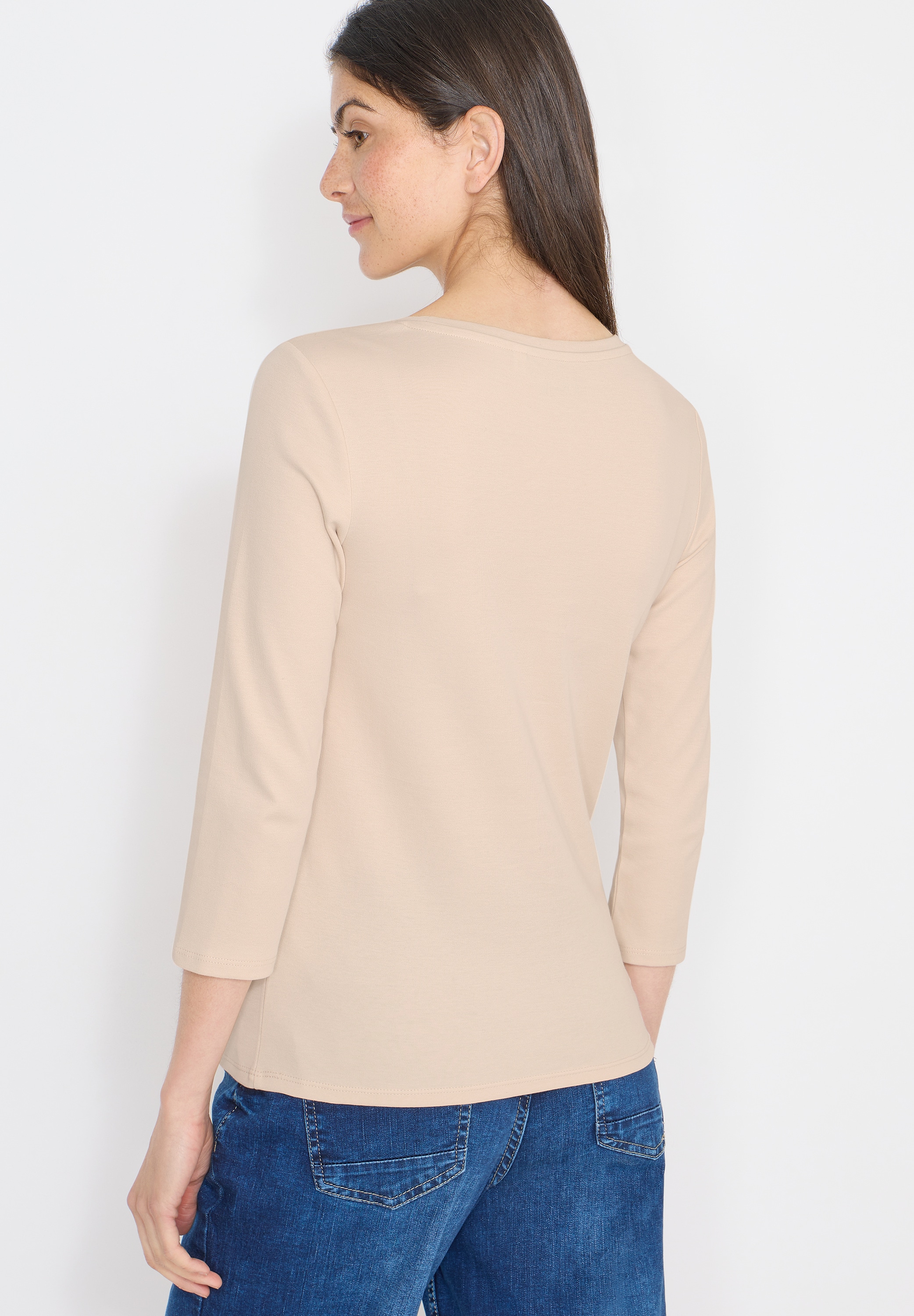 Cecil 3/4-Arm-Shirt »Basic Boatneck« mit U-Boot-Ausschnitt, unifarben