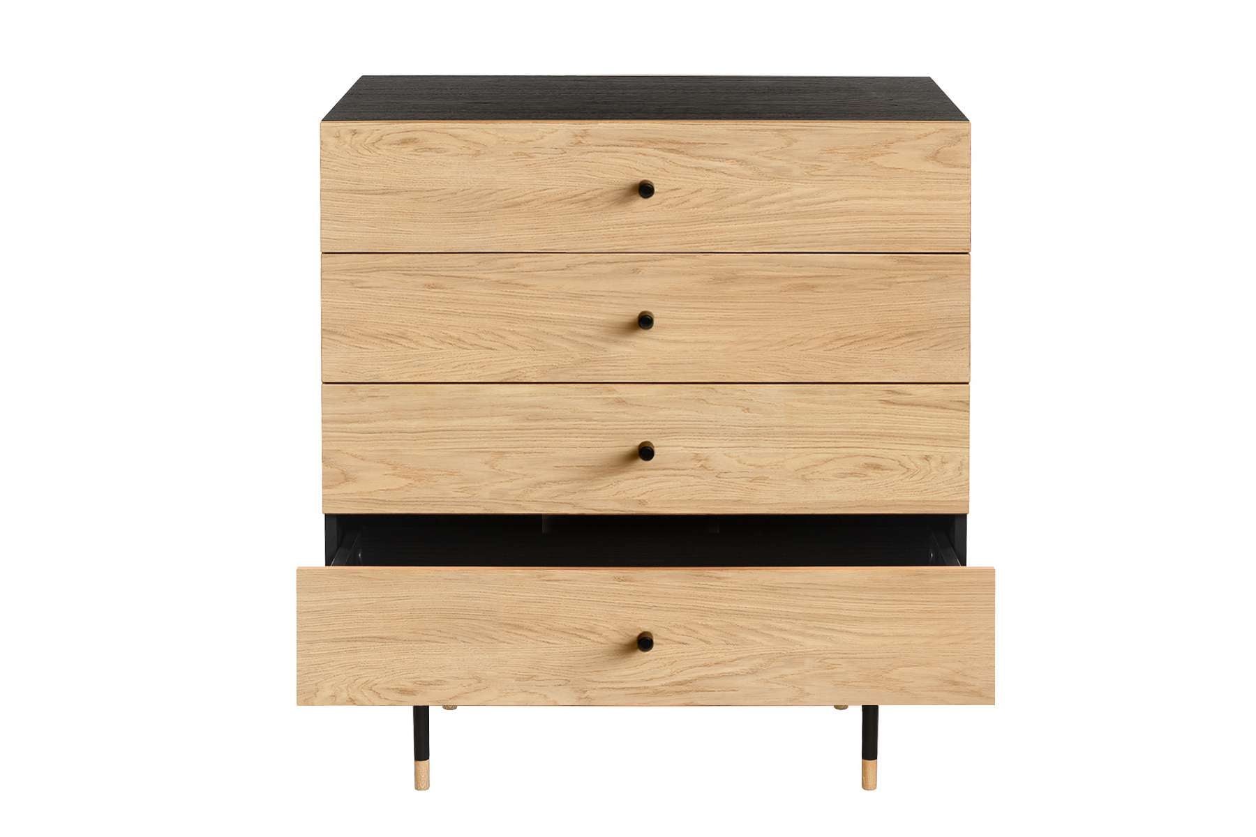 Woodman Kommode »Jugend«, Echtholzfurnier aus Eiche, in 2 Breiten, mit Schubladen, Metallfüsse