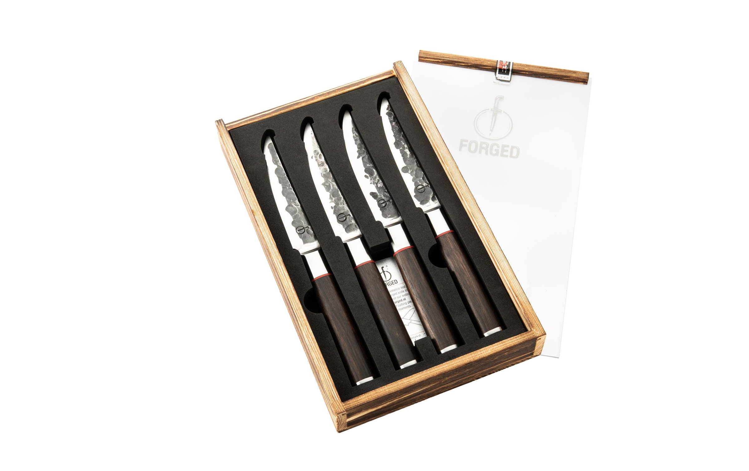Set de 4 couteaux a steak - FORGED - SEBRA - Acier japonais 440C - Manche en bois Dalbergia