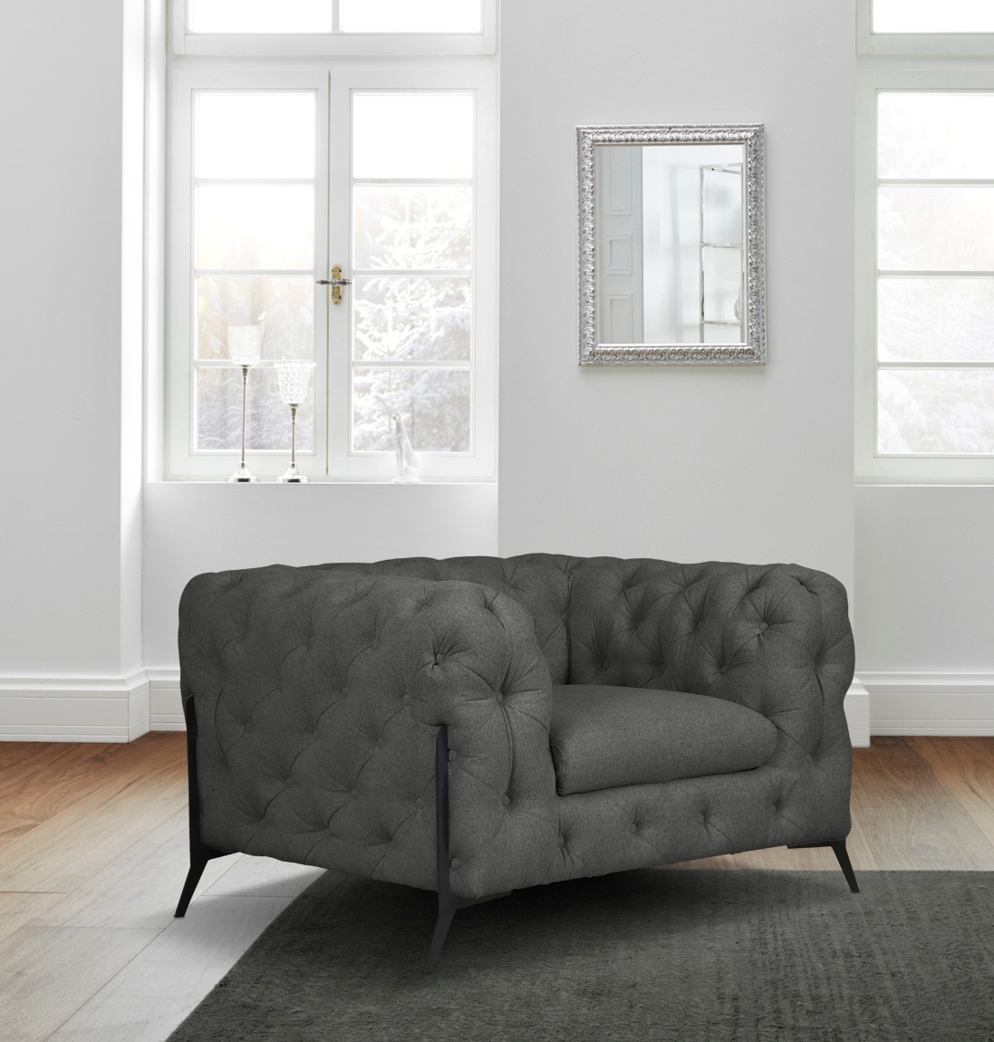 Leonique Chesterfield-Sessel »Amaury Sessel«, aufwändige Knopfheftung, moderne Chesterfield Optik, Fussfarbe wählbar