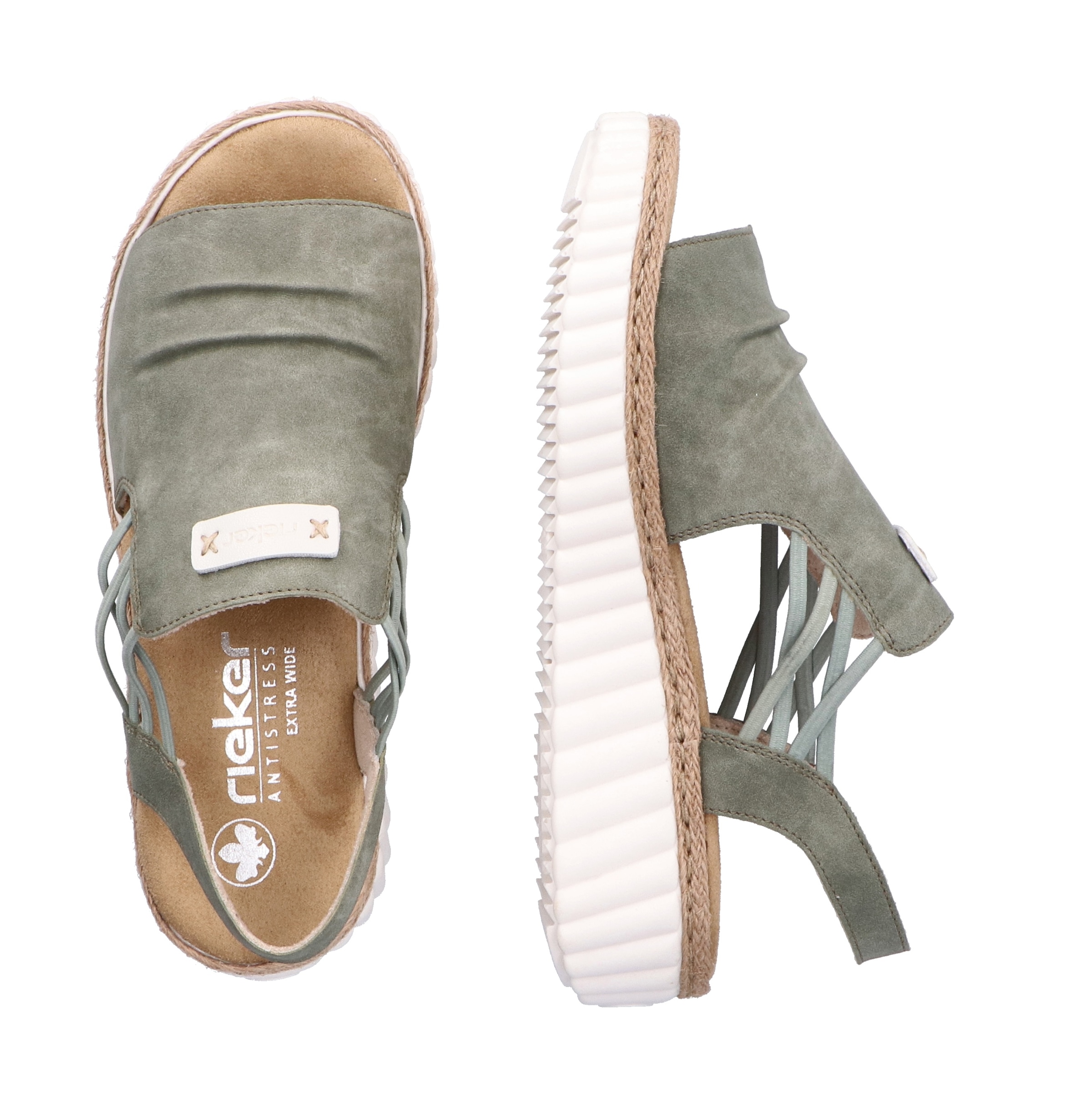 Rieker Plateausandale  , Keilsandalette, Sommerschuh mit Juterahmen an der Laufsohle