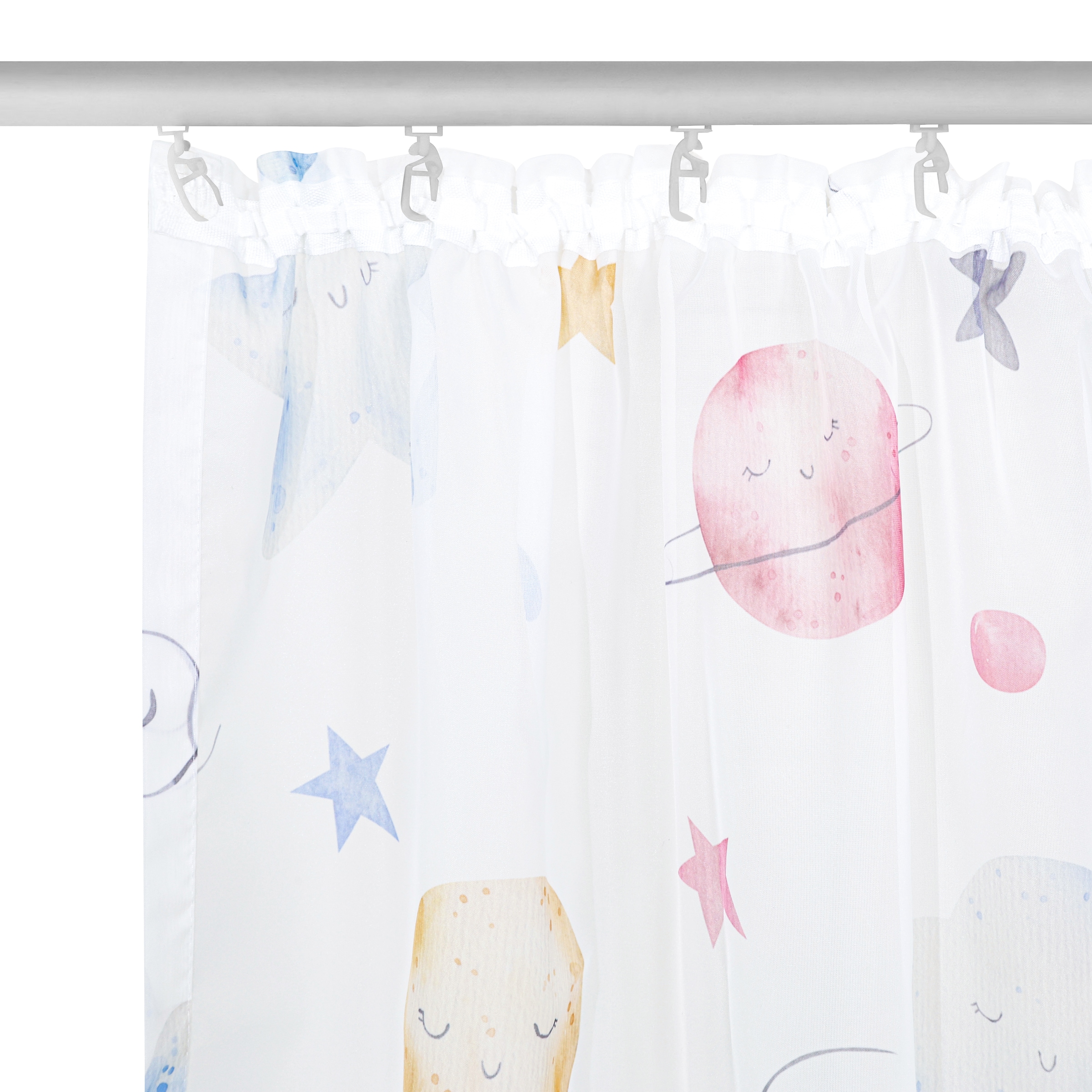 GOODproduct Gardine »Morgann« Kräuselband 1 Stk. tlg. Kräuselband, verspieltes Design, Pflegeleicht, transparentes Material