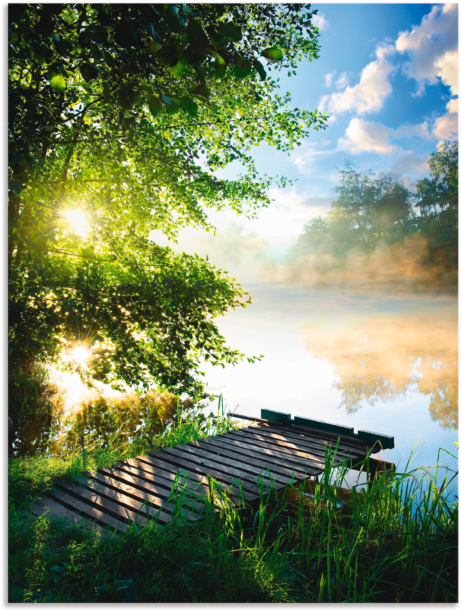 Image of Artland Wandbild "Angelsteg am Morgen" Gewässer 1 Stk. tlg. als Alubild, Leinwandbild, Poster in verschied. Grössen