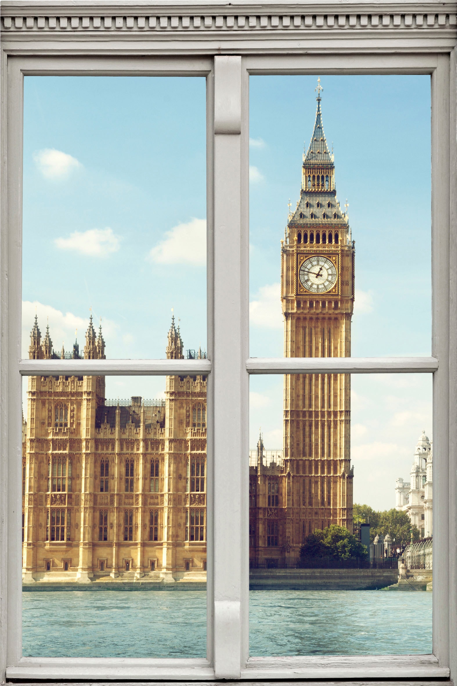 Image of queence Wandsticker "Big Ben" Wandsticker, Wandbild, selbstklebend, 3D, Fenster
