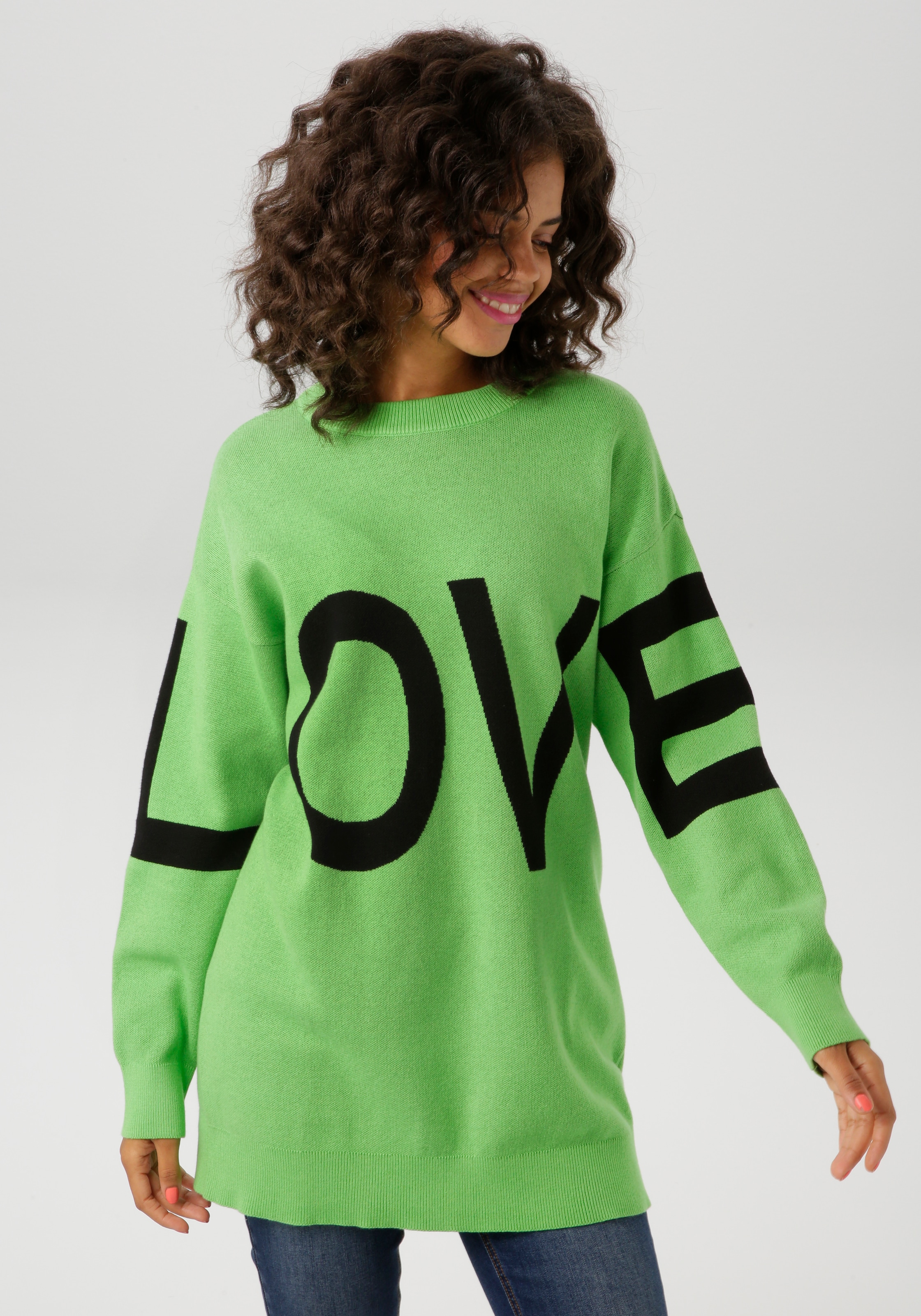 Aniston CASUAL Strickpullover, mit eingestricktem LOVE-Schriftzug - NEUE KOLLEKTION