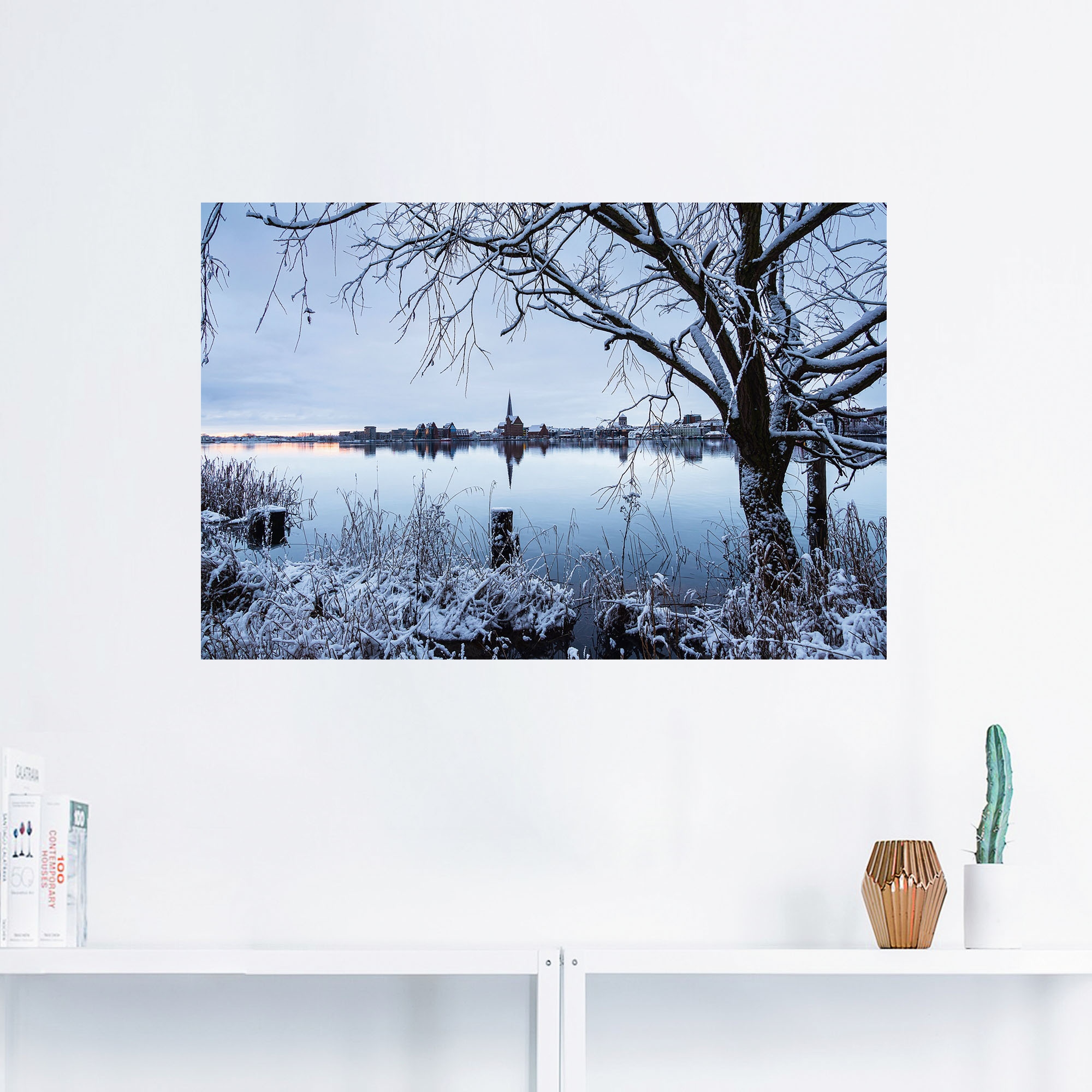 Artland Wandbild »Warnow Hansestadt Rostock im Winter«, Rostock, (1 St.), als Alubild, Leinwandbild, Wandaufkleber oder Poster in versch. Grössen