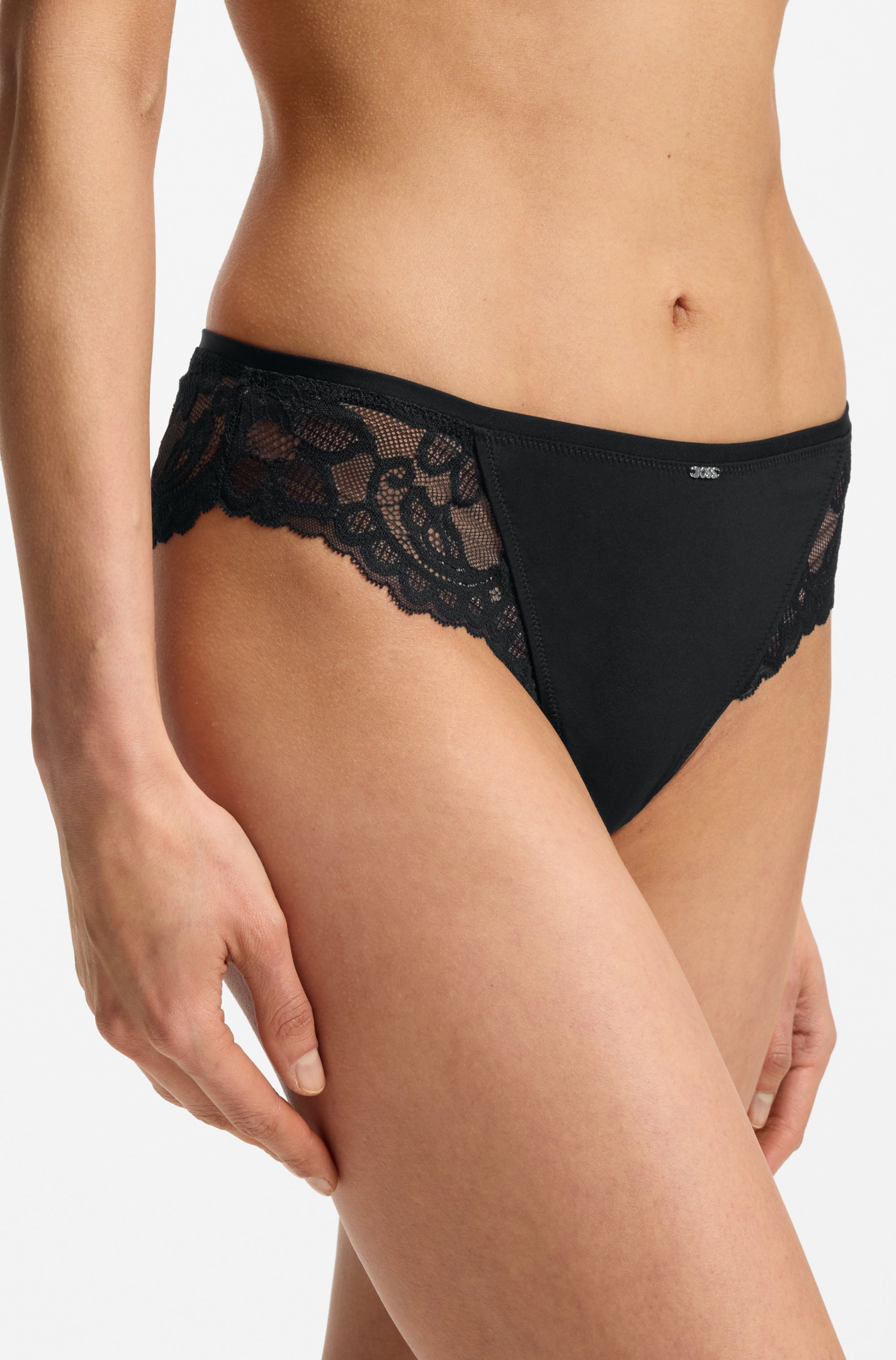 Image of BOSS Slip "BRIEF BLOSSOM" mit Spitze, Label-Anhänger