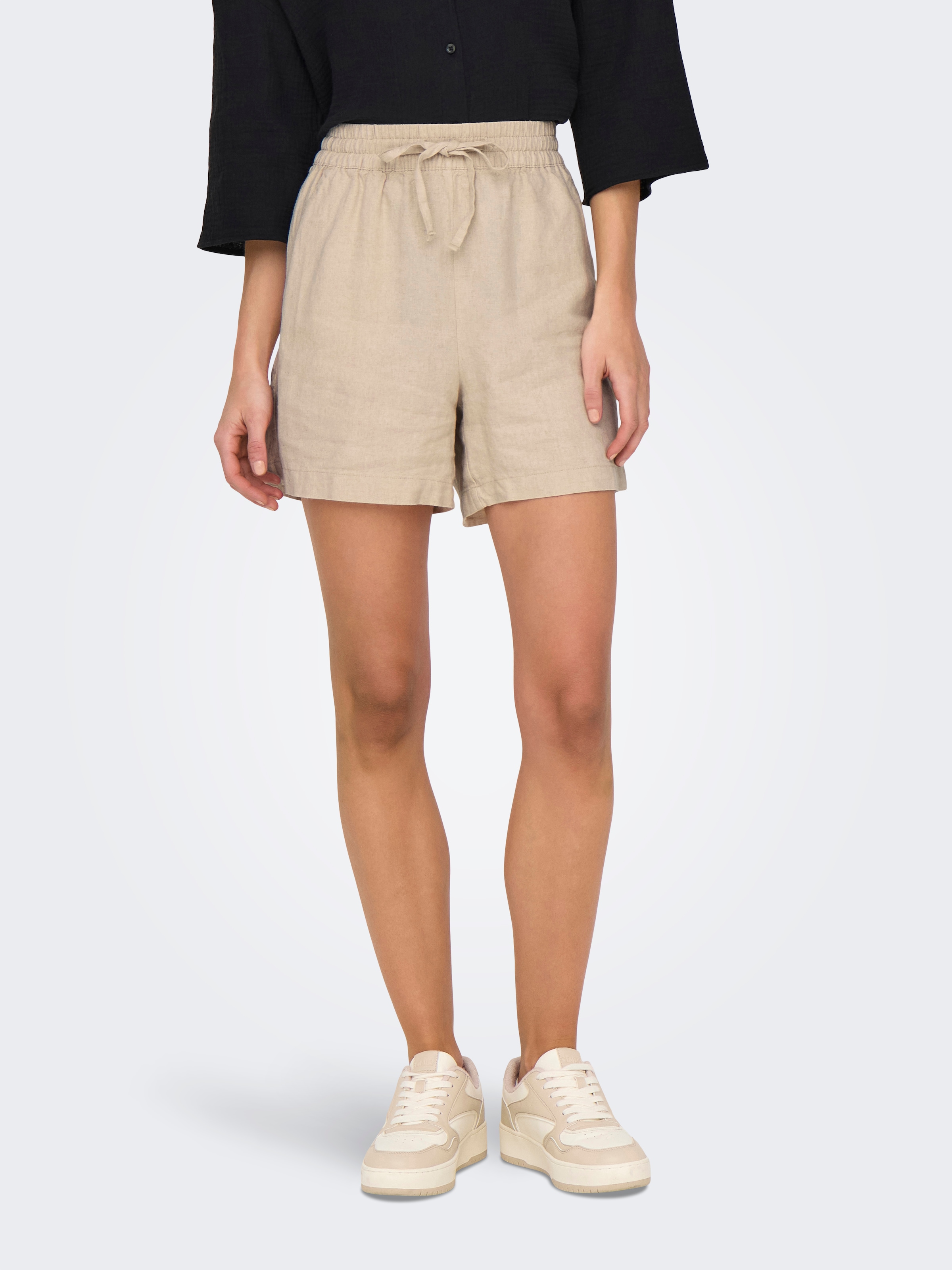 Image of JDY Shorts "JDYSAY HW LINEN STRING SHORTS WVN DIA" mit Leinen
