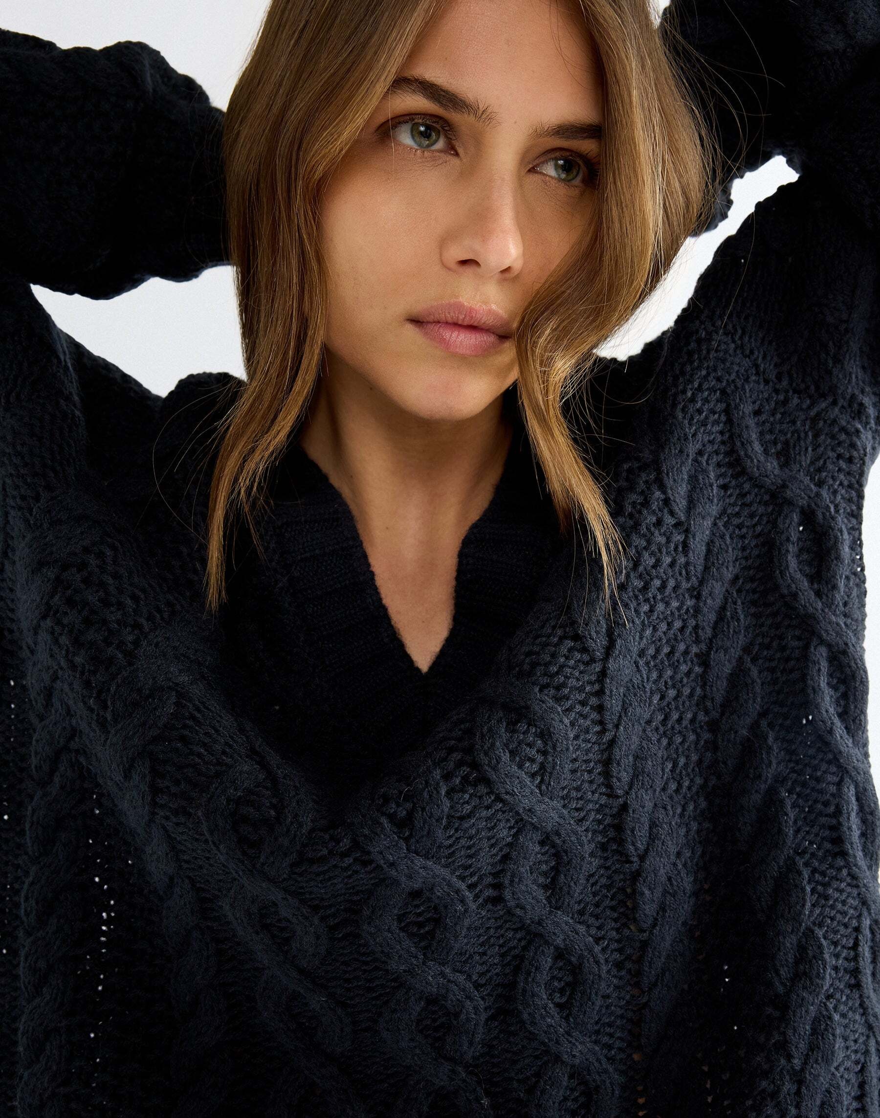 Wrangler Strickpullover »WRANGLER Pullover V Neck Cable Knit«