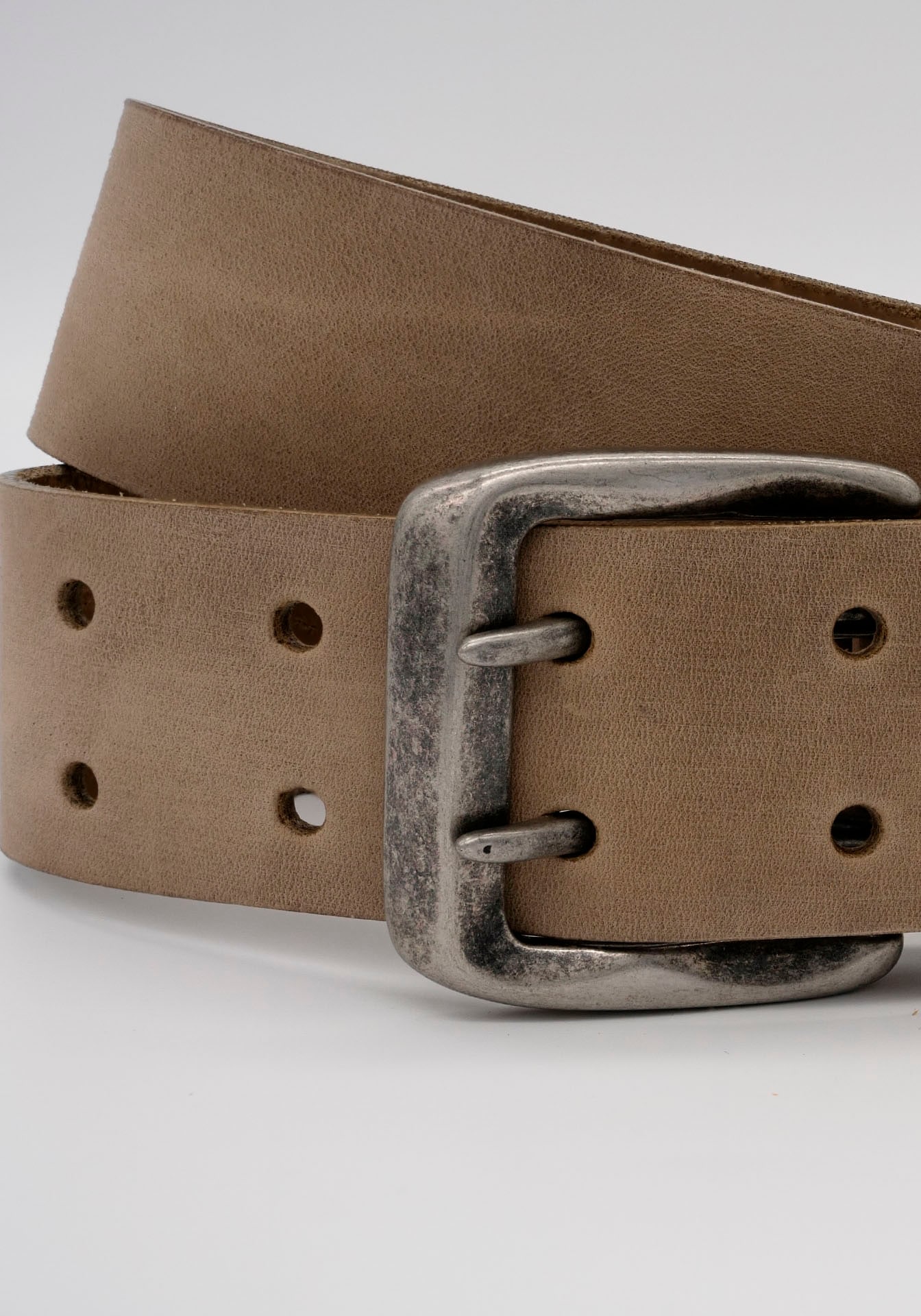 AnnaMatoni Ledergürtel, Mit Doppeldorn-Schliesse im Vintage-Look