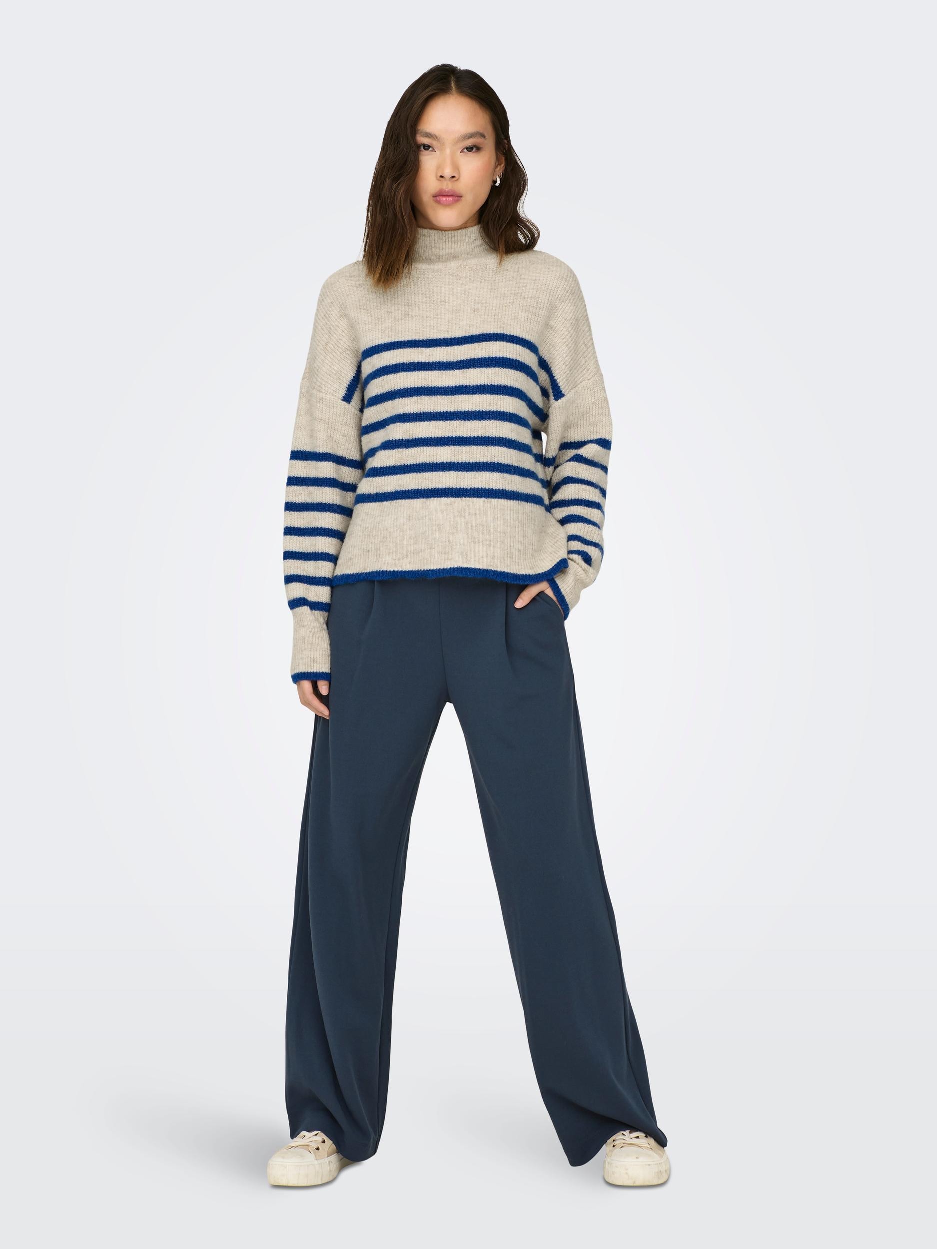 ONLY Strickpullover »ONLFRIDI LIFE LS STRIPE HIGH NECK KNT«