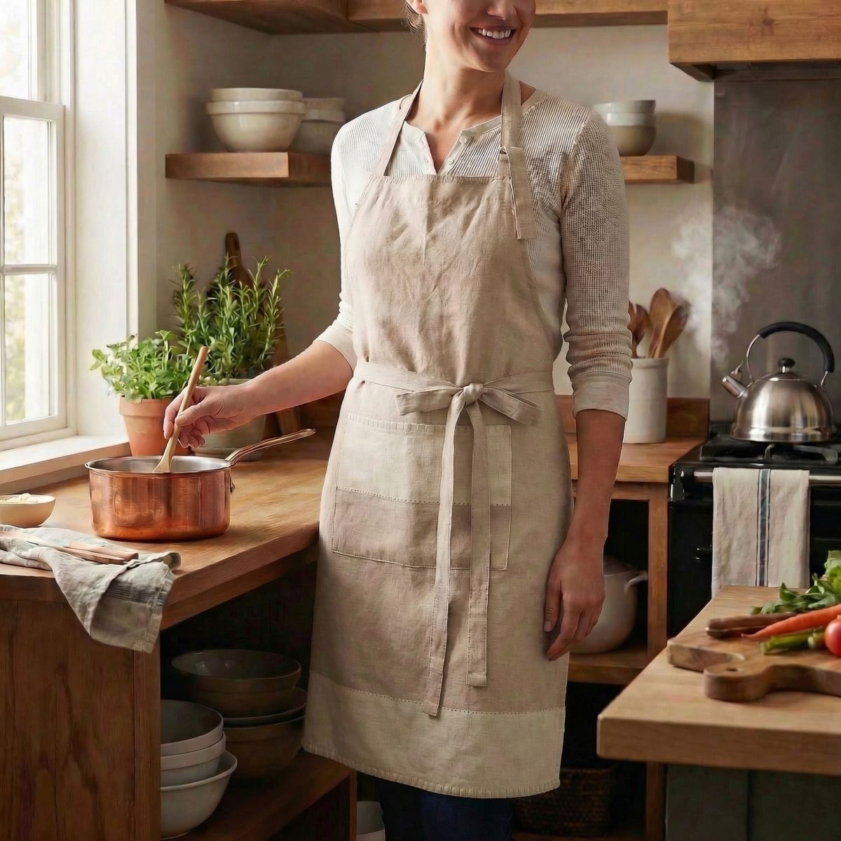 Home affaire Tablier de cuisine »Schürze beigetöne 70x80cm« 1