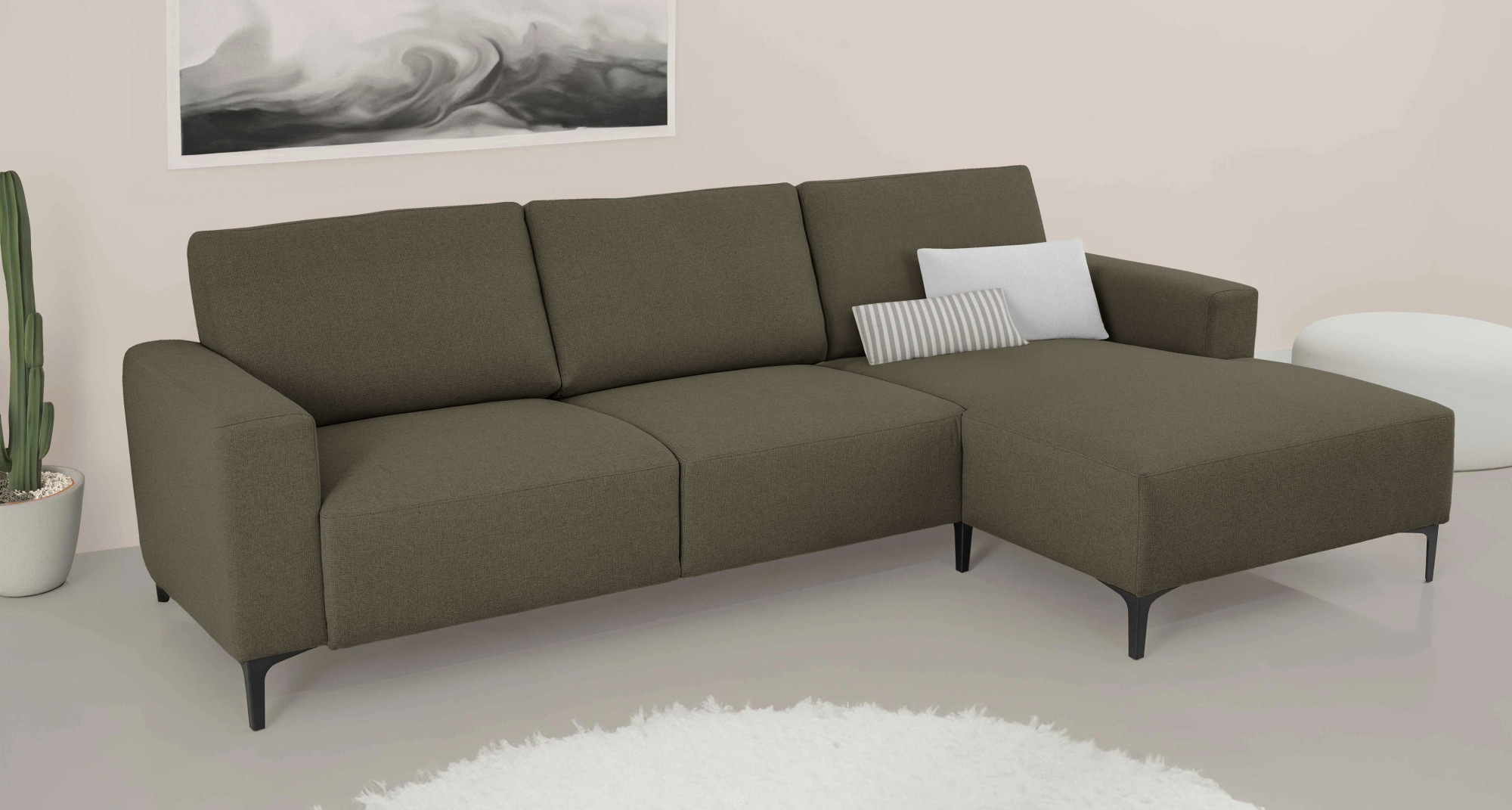 Home affaire Ecksofa »Tournon, L-Form, Breite 262 cm, Webstoff, Chenille«, Designsofa im nordischen Stil, Wellenunterfederung, Metallfüsse