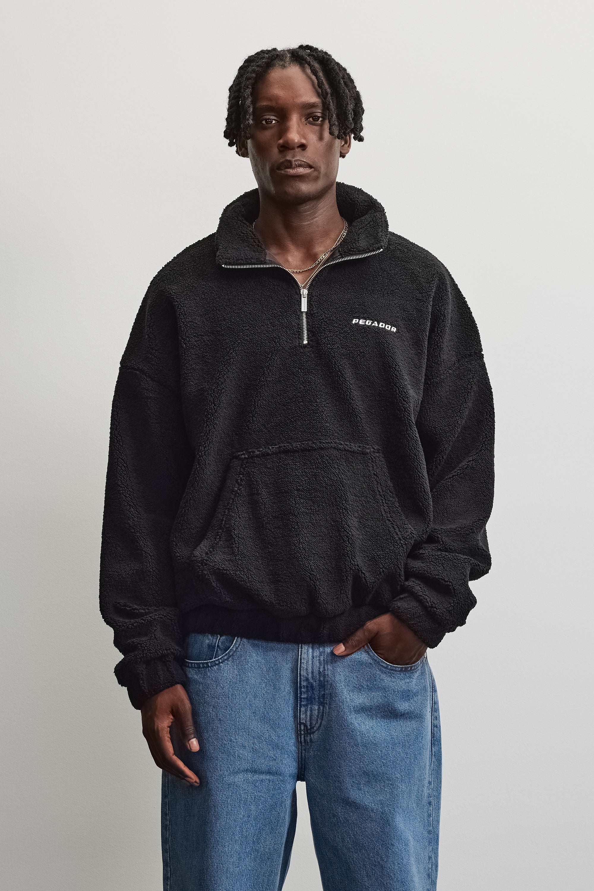 Image of PEGADOR Sweatshirt "Puka Teddy Half Zip Sweater", Kunstfaser, regular fit