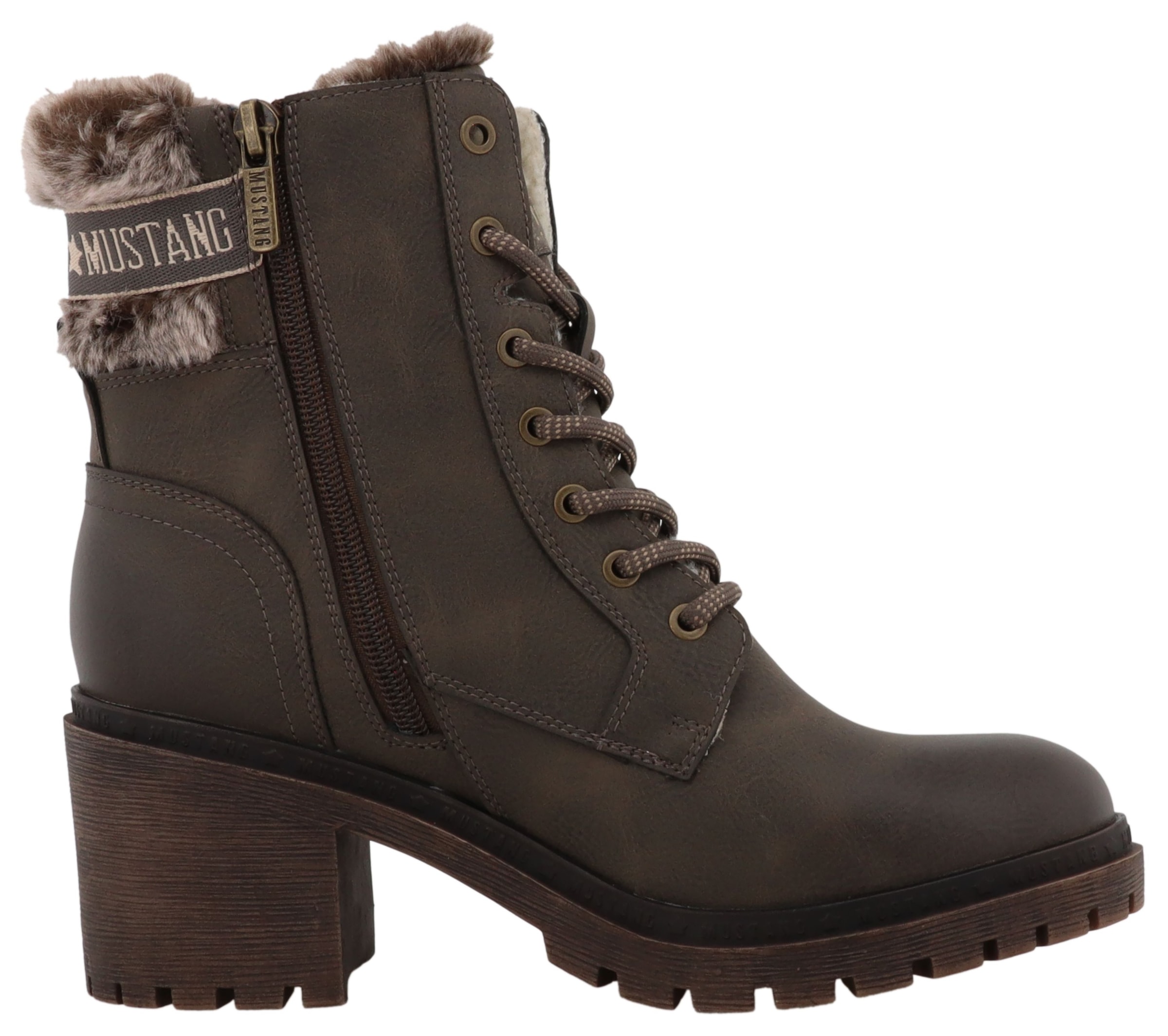 Mustang Shoes Winterstiefelette »Leila«  Winterstiefel mit Kunstfellkragen und Blockabsatz