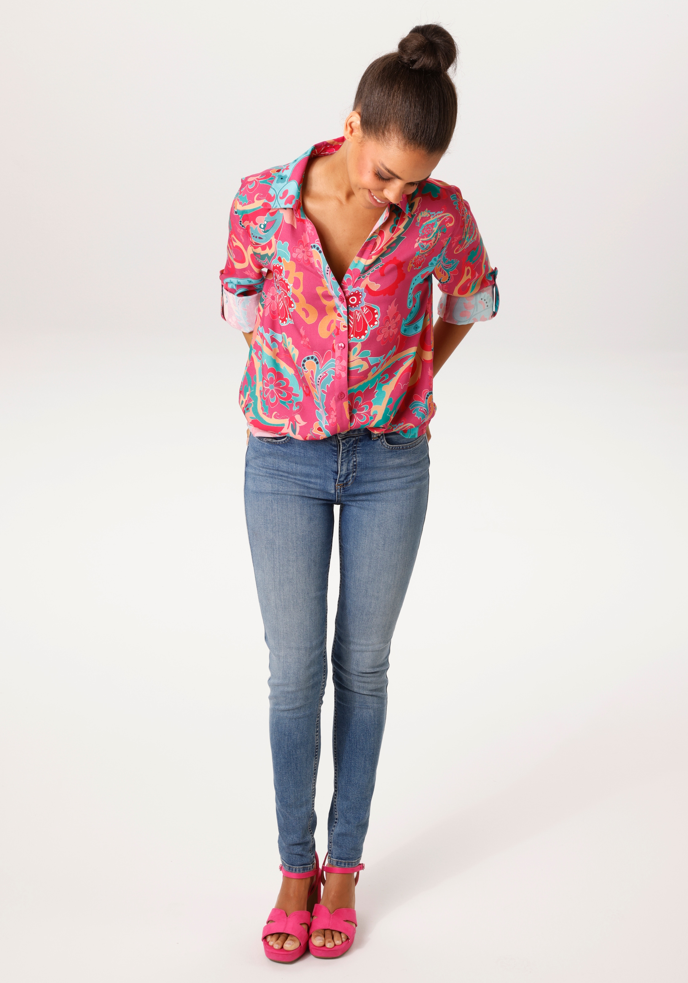 Aniston CASUAL Hemdbluse mit farbenfrohem, grafischen Druck - NEUE KOLLEKTION