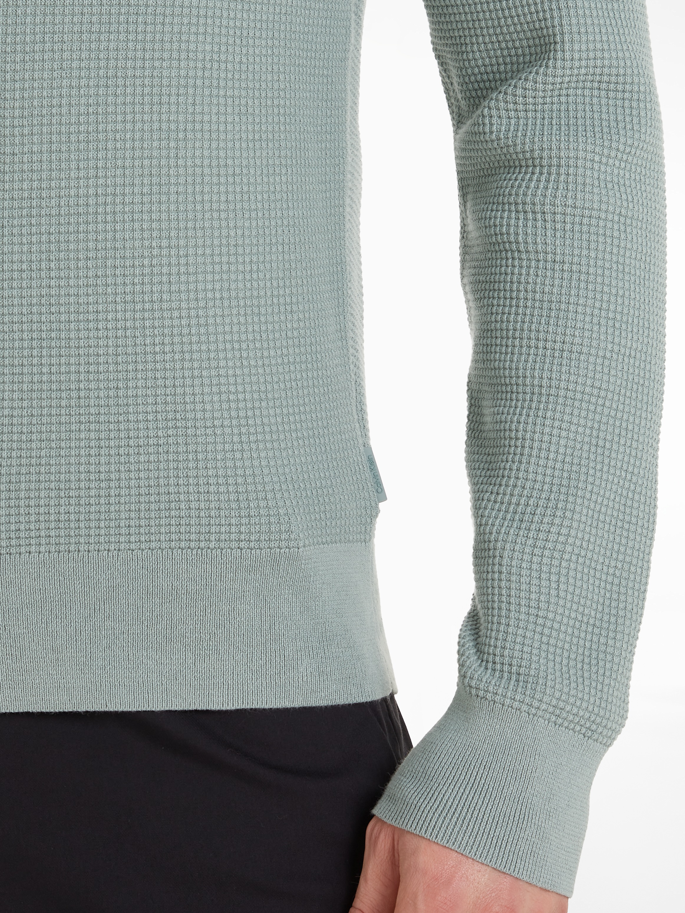 Calvin Klein Rundhalspullover »WAFFLE STRUCTURE SWEATER«, mit Markenlabel