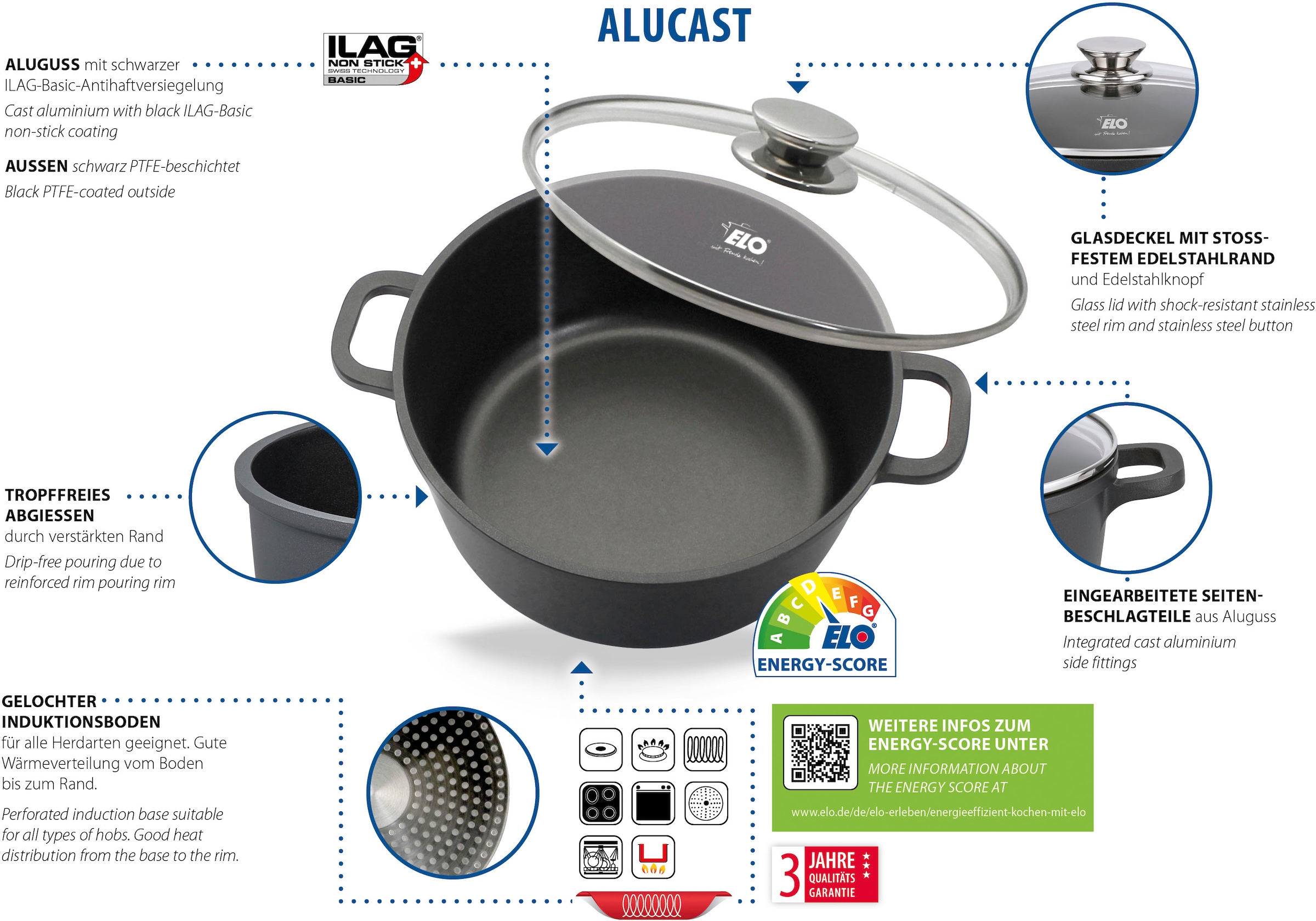 Elo Kochtopf »Alucast«, Aluminiumguss, (1 tlg.), Induktion