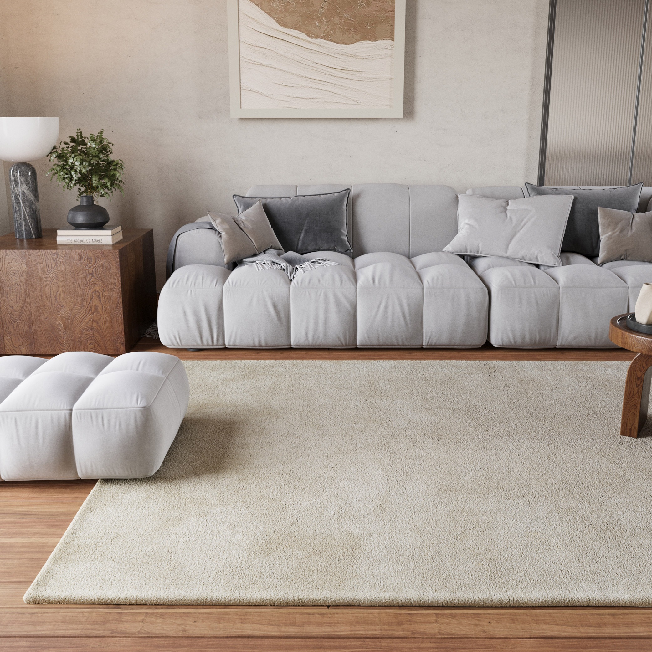 Homie Living Teppich »Pisa« rund 25 mm Höhe Hochflor, Microfaser, uni, weich, Shaggy, Wohnzimmer, Schlafzimmer