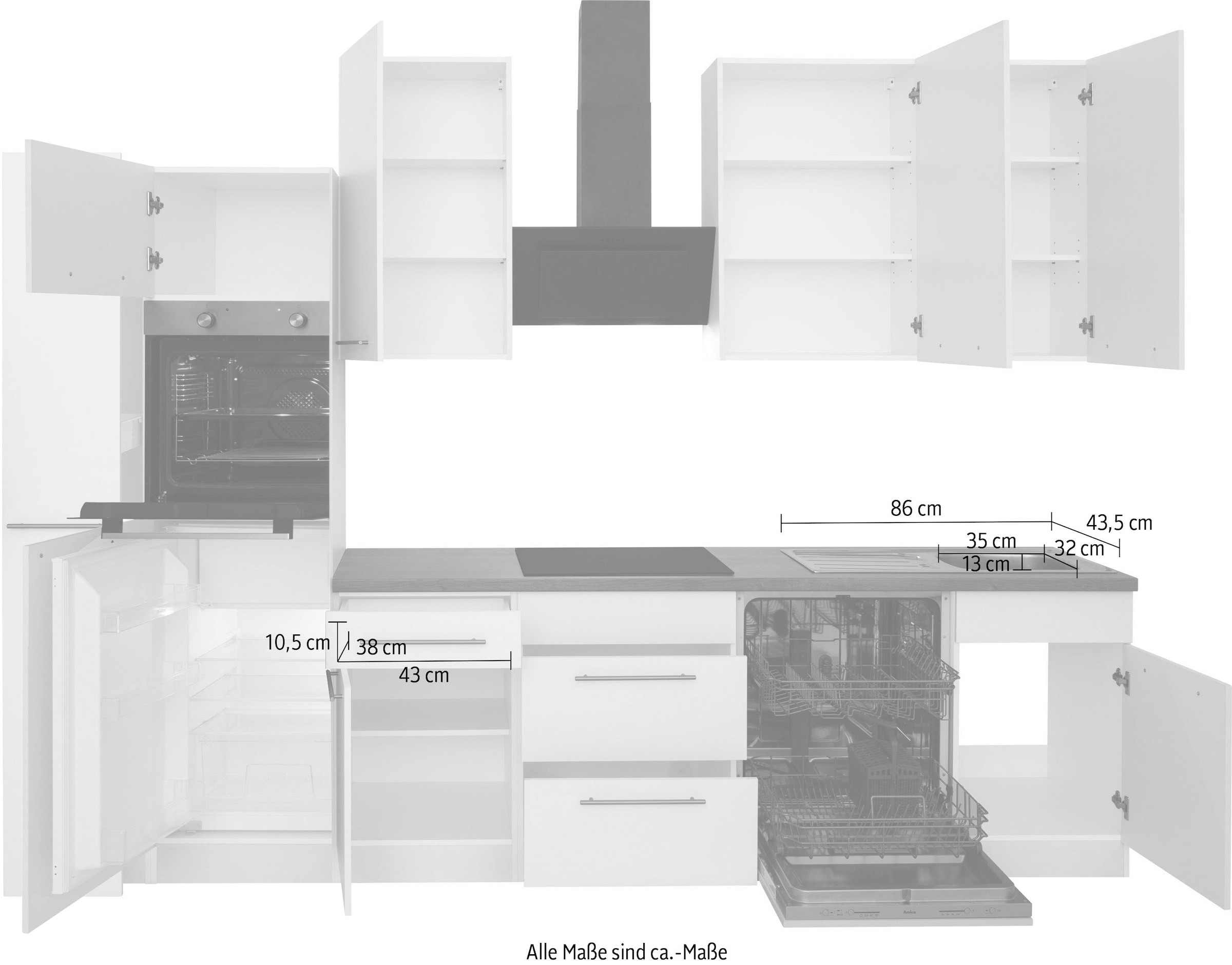 wiho Küchen Kitchenette »Unna« sans appareils électriques, largeur 310 cm