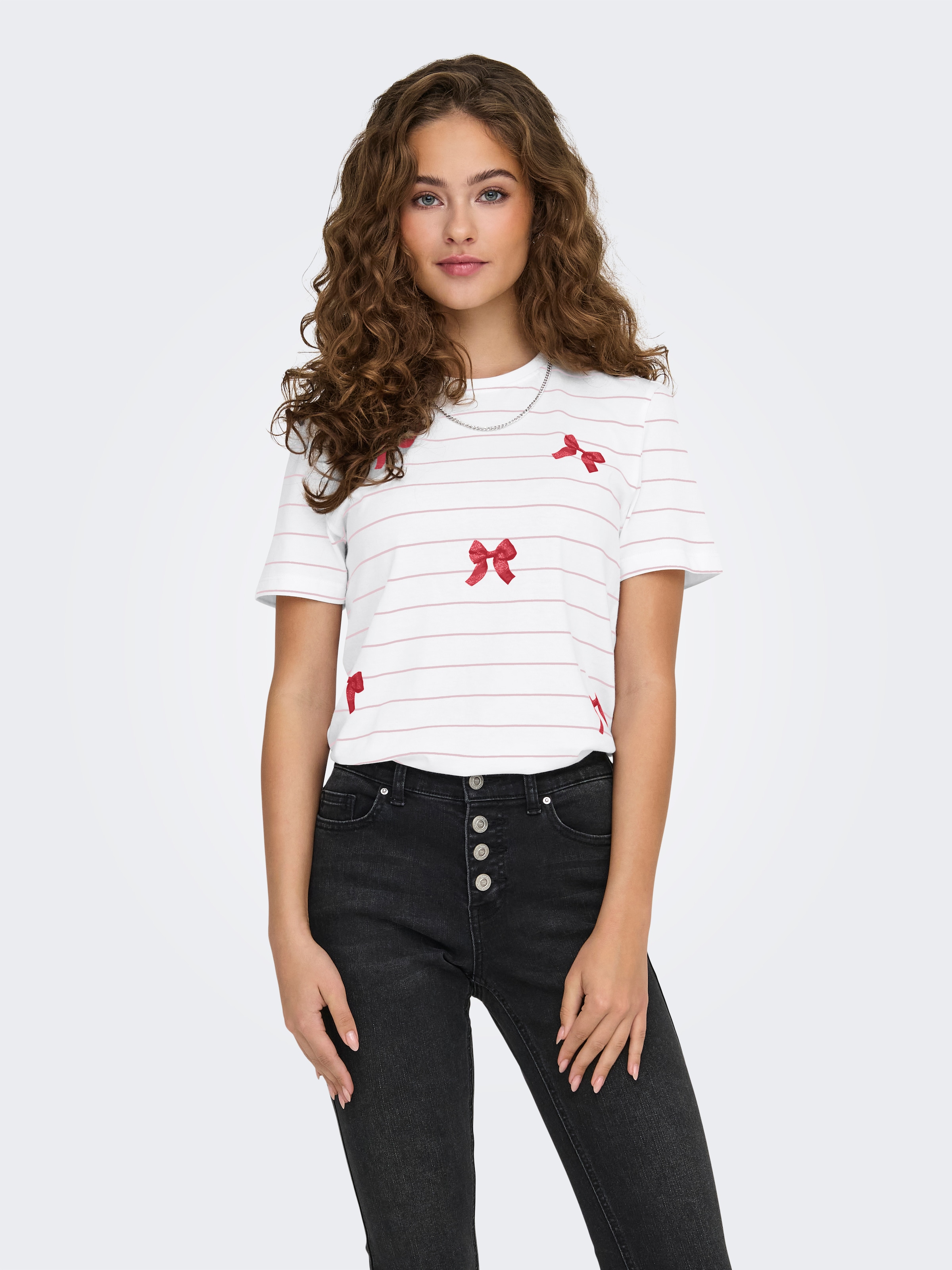 ONLY Kurzarmshirt »ONLKIRA LIFE BOW S/S TEE CS JRS«