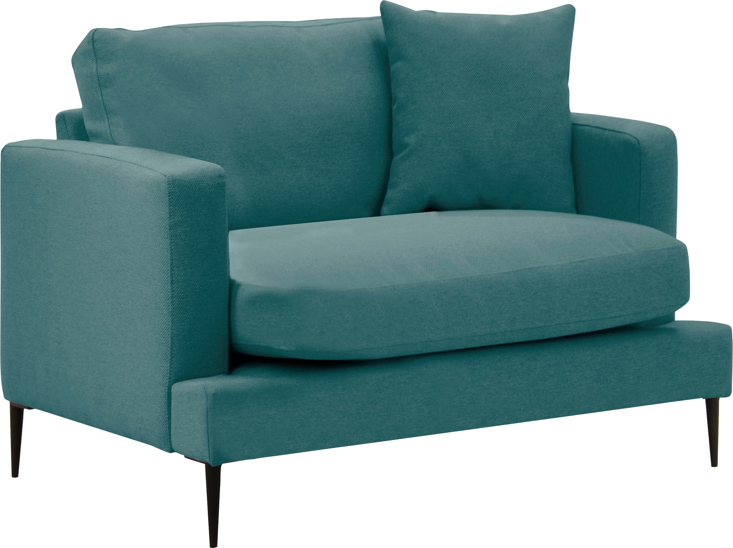 Leonique Sessel »Cozy Loungesessel, Designersessel, Masse B/T/H: 91/97/80 cm«, mit Metallbeinen und Zierkissen
