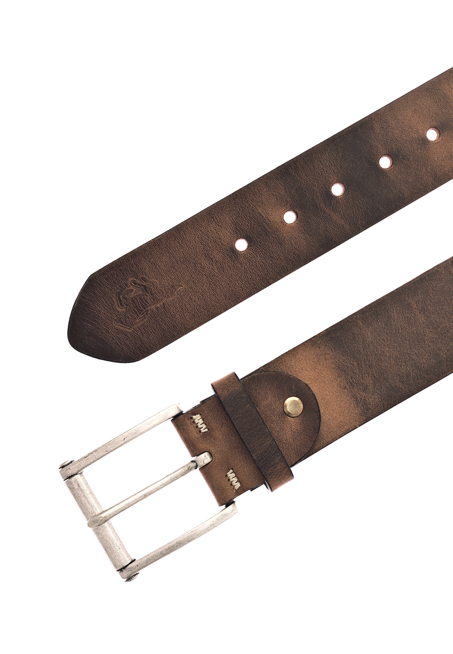 MUSTANG Ledergürtel, Leder-Gürtel mit Vintagecharakter und Roll-Schliesse, 4,5 cm