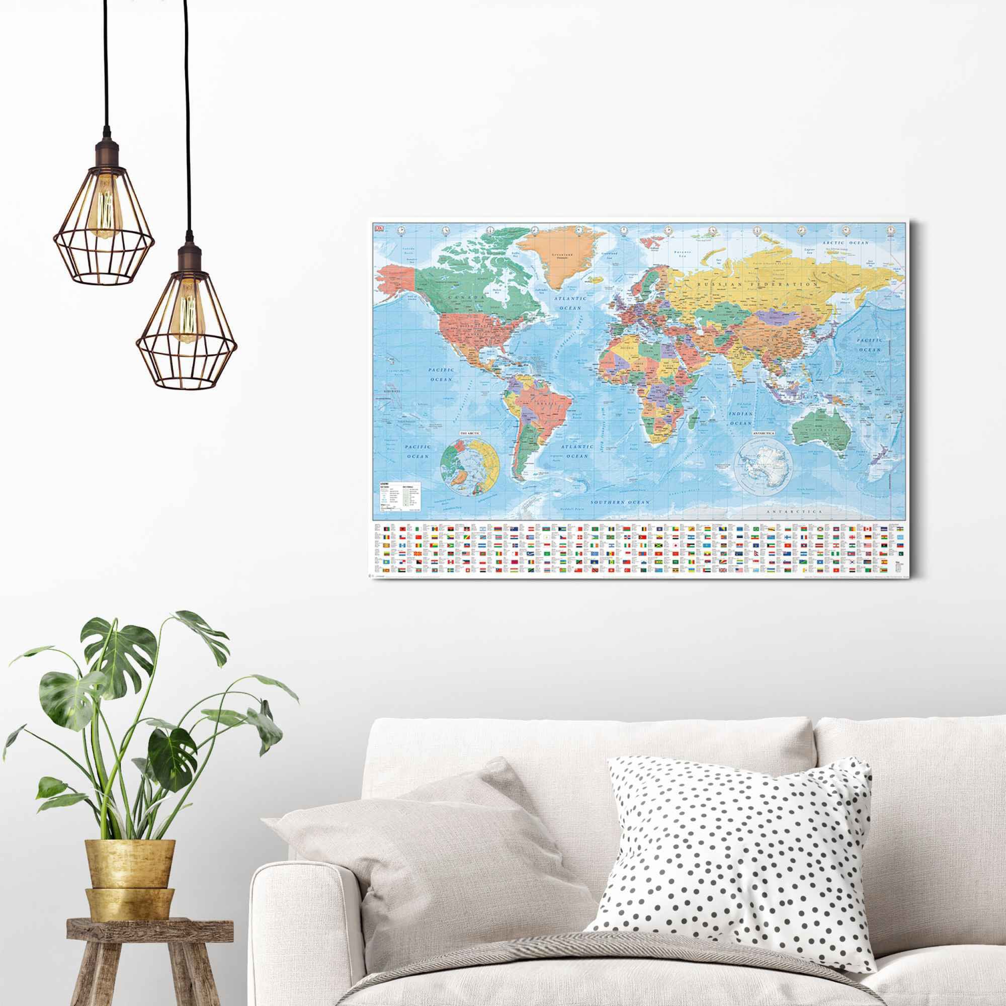 - St.) - Kontinente Weltkarte günstig kaufen »Wandbild Weltkarte, Landkarte Flaggen«, Reinders! (1 Wandbild