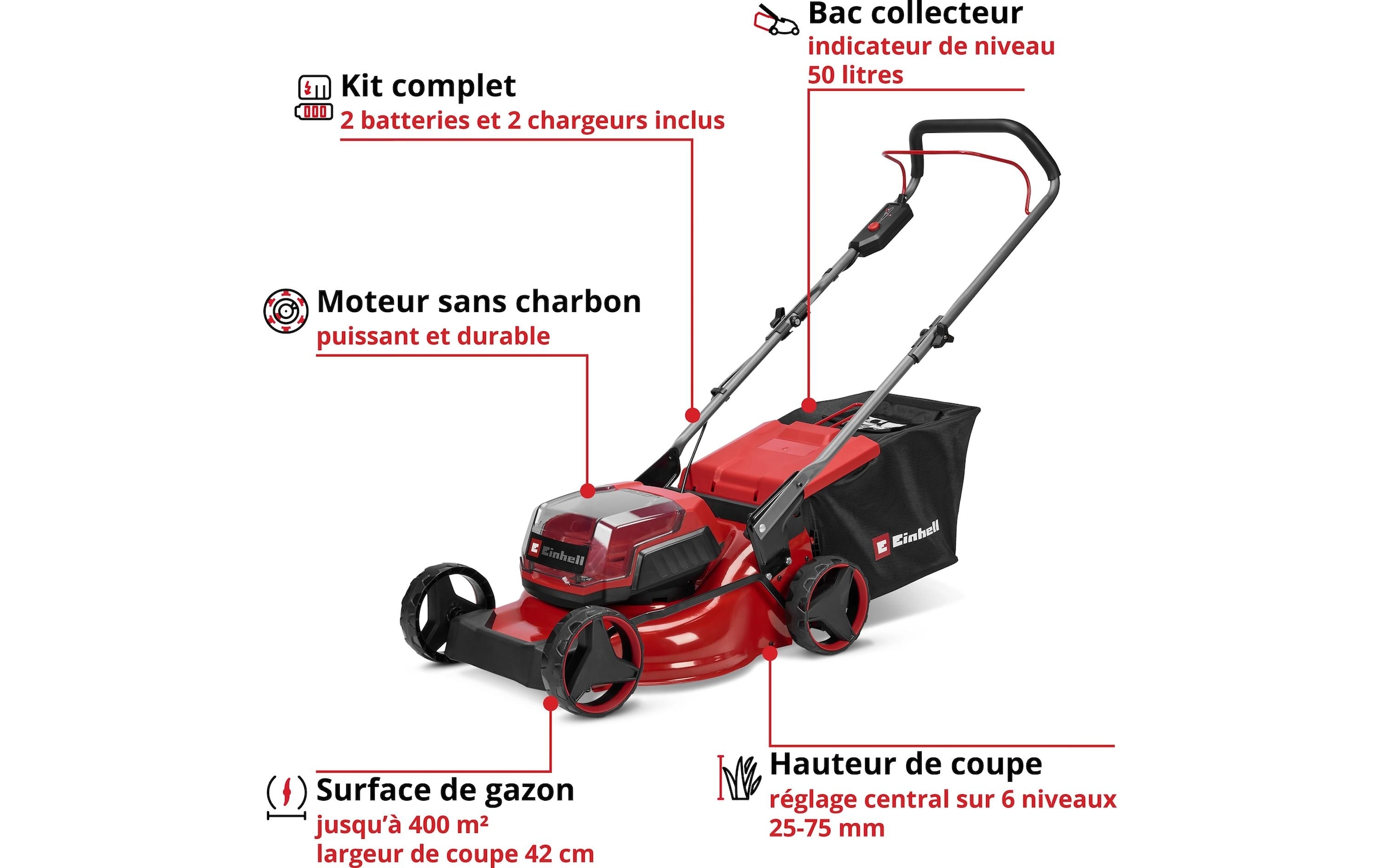 Einhell Akkurasenmäher »GC-CM 36/42 Li BL (2x4,0Ah)« Inkl. 2x 4,0Ah Akku