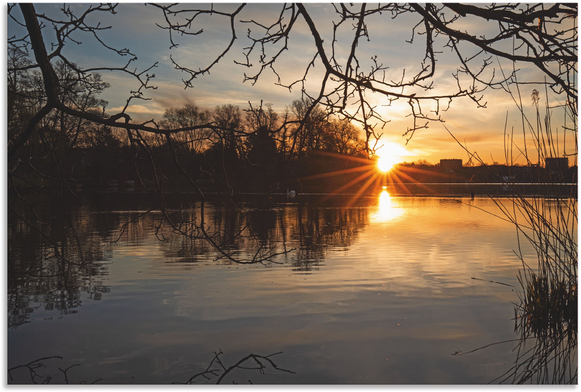 Image of Artland Wandbild »Morgenzauber Wakenitz Lübeck«, Seebilder, (1 St.), in vielen Grössen & Produktarten - Alubild / Outdoorbild für den Aussenbereich, Leinwandbild, Poster, Wandaufkleber / Wandtattoo auch für Badezimmer geeignet bei Ackermann Versand Schwei