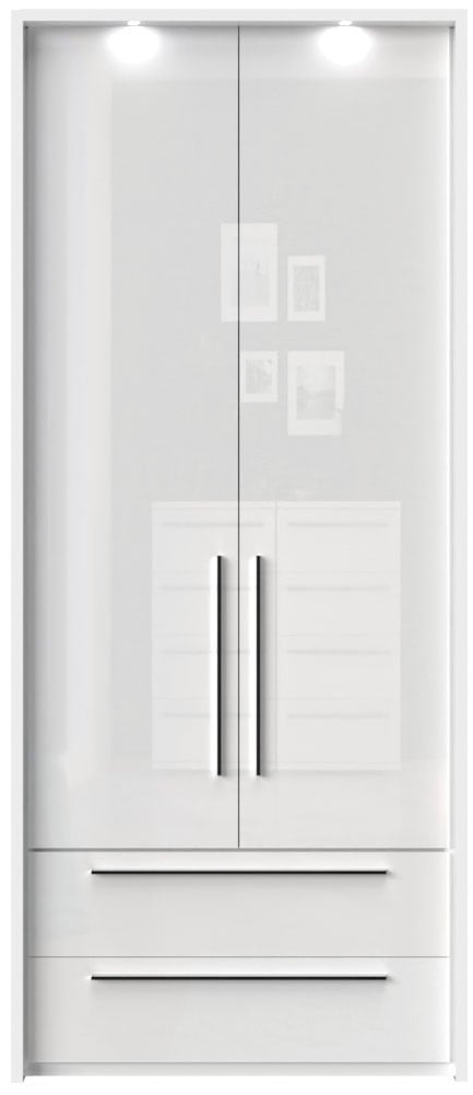 GOODproduct Drehtürenschrank »Piano, inklusive Rahmen und Beleuchtung, soft-close-Funktion« viele Breiten zur Auswahl, 226cm hoch, mit jeweils 2 Schubladen,  beige oder weiss, UV lackiert, Hochglanzfronten, FSC-zertifiziert