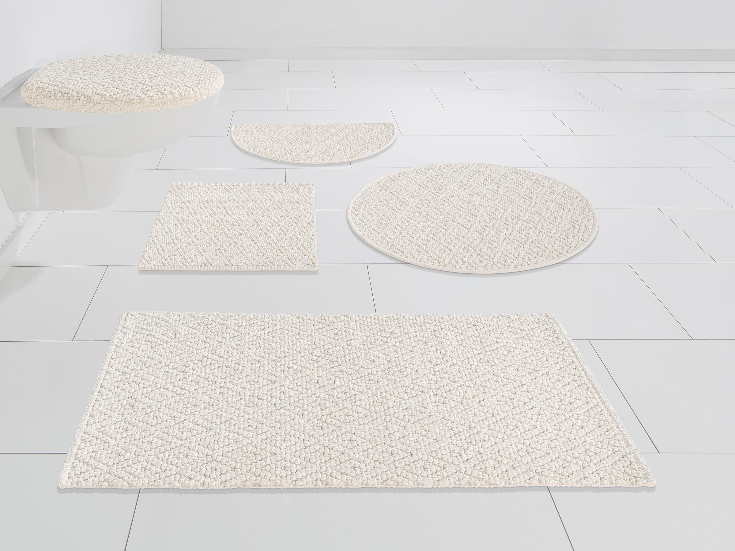 my home Badematte »Numan, Badvorleger, Badezimmer Teppich«, strapazierfähig-fussbodenheizungsgeeignet, Rauten-Muster, Badteppich, auch als 3 teiliges Set erhältlich