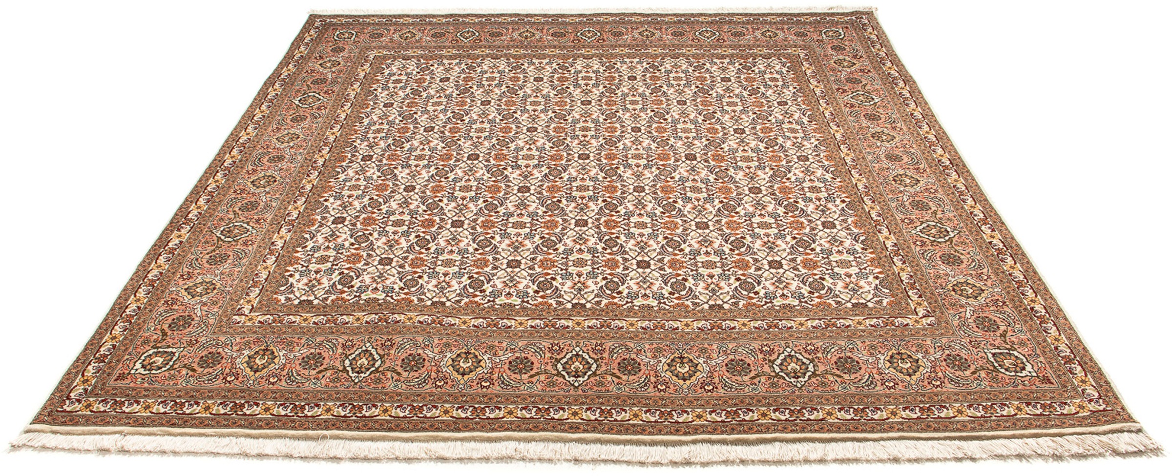Image of morgenland Orientteppich »Perser - Täbriz quadratisch - 215 x 202 cm - hellbraun«, quadratisch, 10 mm Höhe, Wohnzimmer, Handgeknüpft, Einzelstück mit Zertifikat bei Ackermann Versand Schweiz