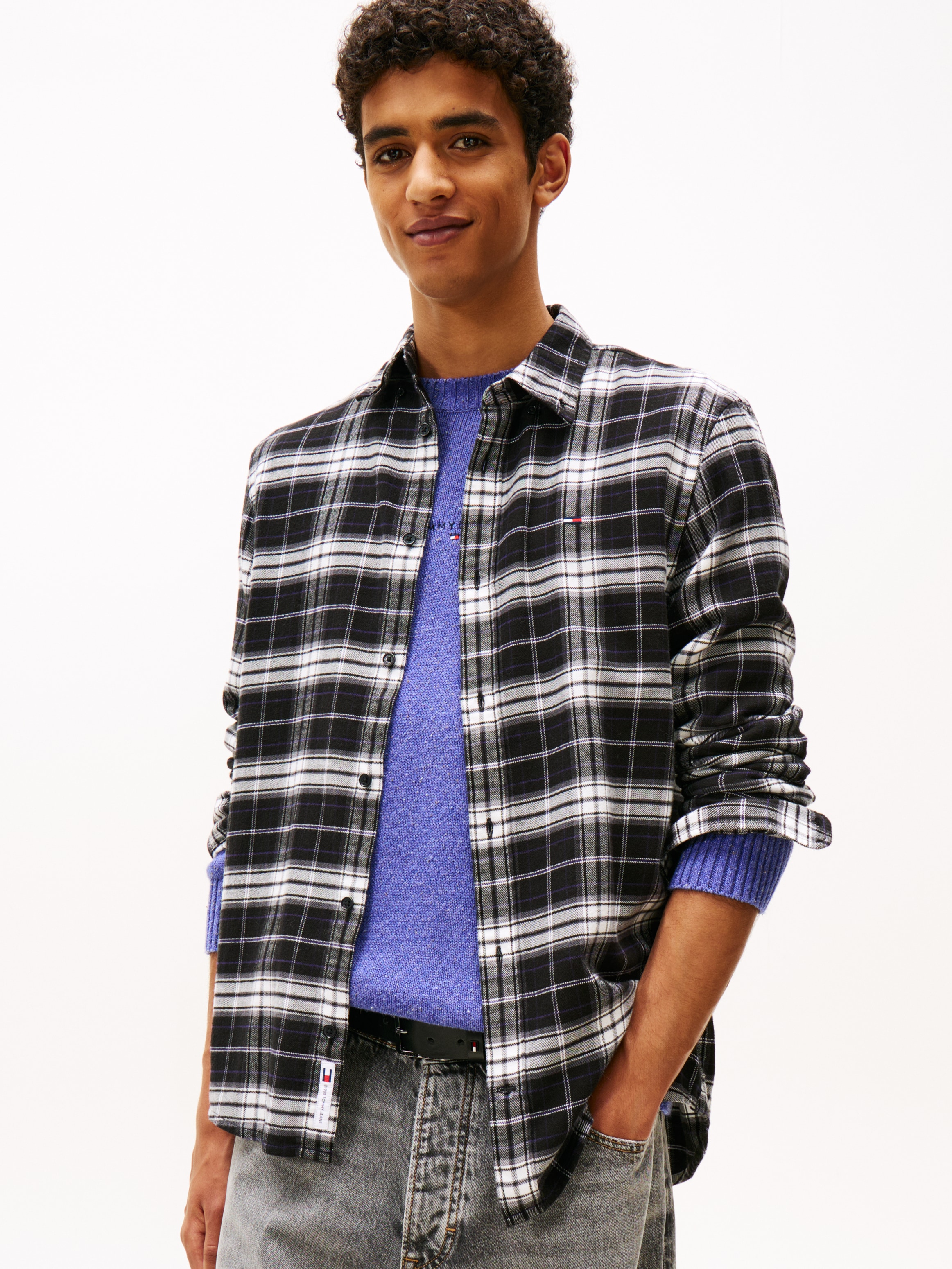 Image of Tommy Jeans Flanellhemd "TJM REG FLANNEL CHECK SHIRT EXT" kariert, regular fit, Langarmhemd, Button-down-Kragen