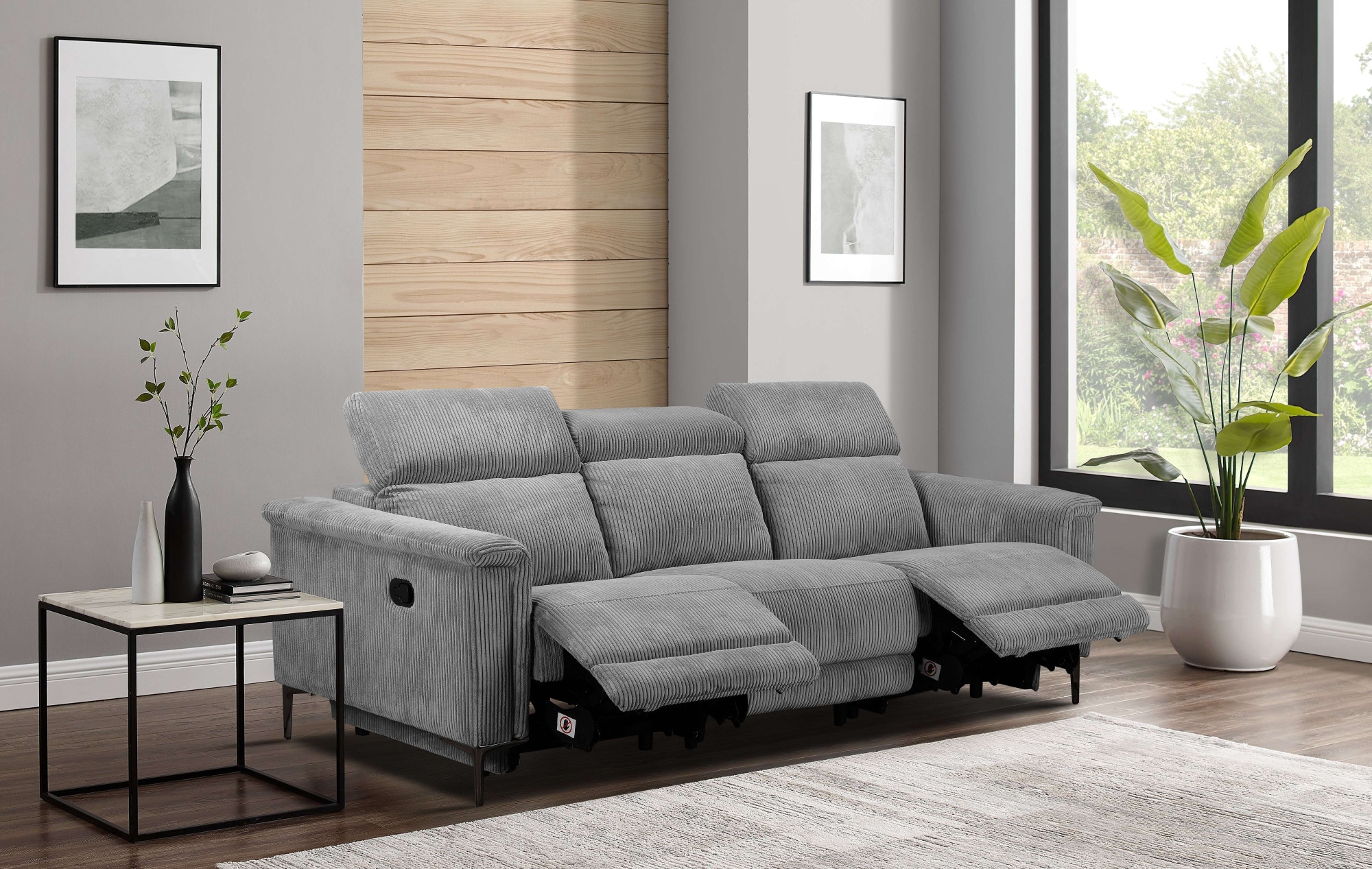 Home affaire 3-Sitzer »LUND Cord, B. 222cm, manuelle/elektrische Relaxfunktion in 2 Sitzen,« USB-C bei elektrischer Ausführung, Kopfteilverstellung