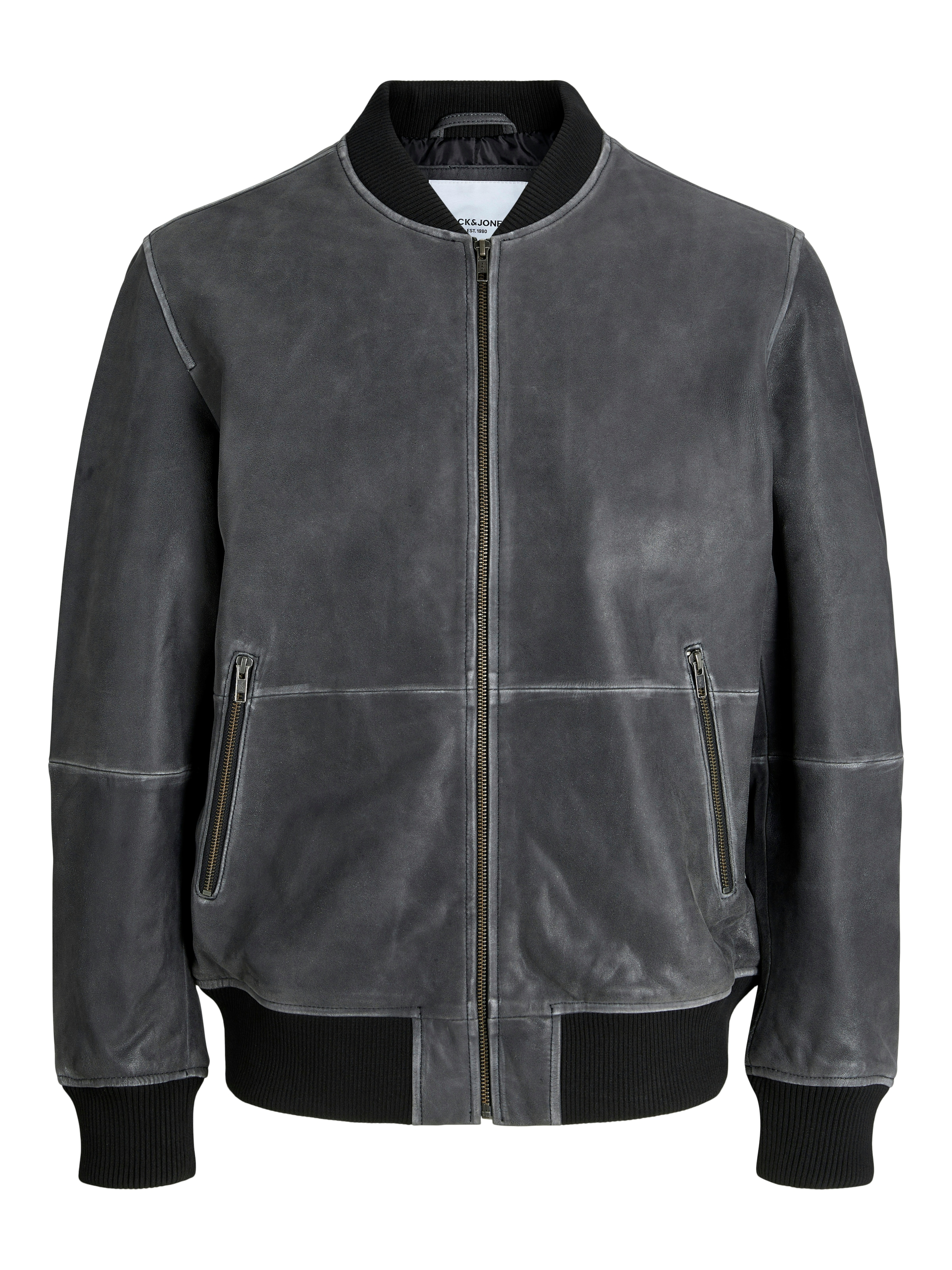Image of Jack & Jones Lederjacke "JJECHARGE LEATHER BOMBER SN" ohne Kapuze