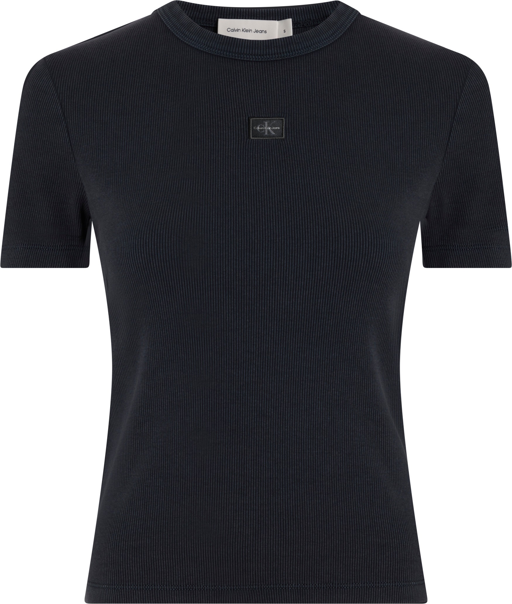 Calvin Klein Jeans T-Shirt »WOVEN LABEL RIB FITTED TEE«, mit Logo