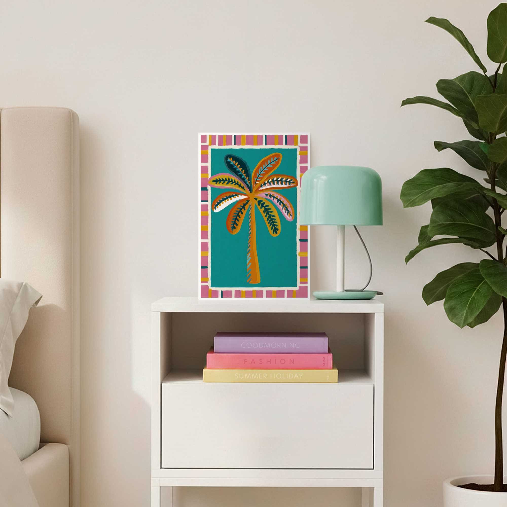 Image of Reinders Bild mit Rahmen "Palmenillustration" 1 Stk. tlg. Wohnzimmer - Mehrfarbig - Papier,MDF - Abstrakt - 20x30 cm