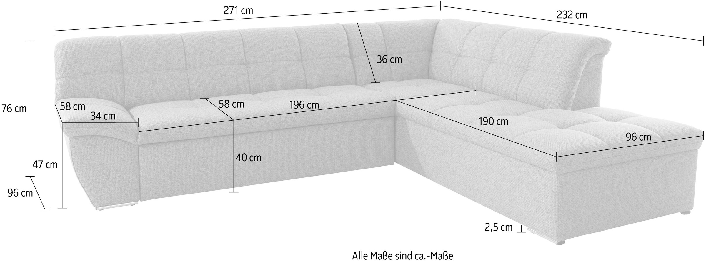 DOMO collection Ecksofa »Lagoa L-Form«, wahlweise mit Bettfunktion, frei im Raum stellbar, grosse Farbvielfalt