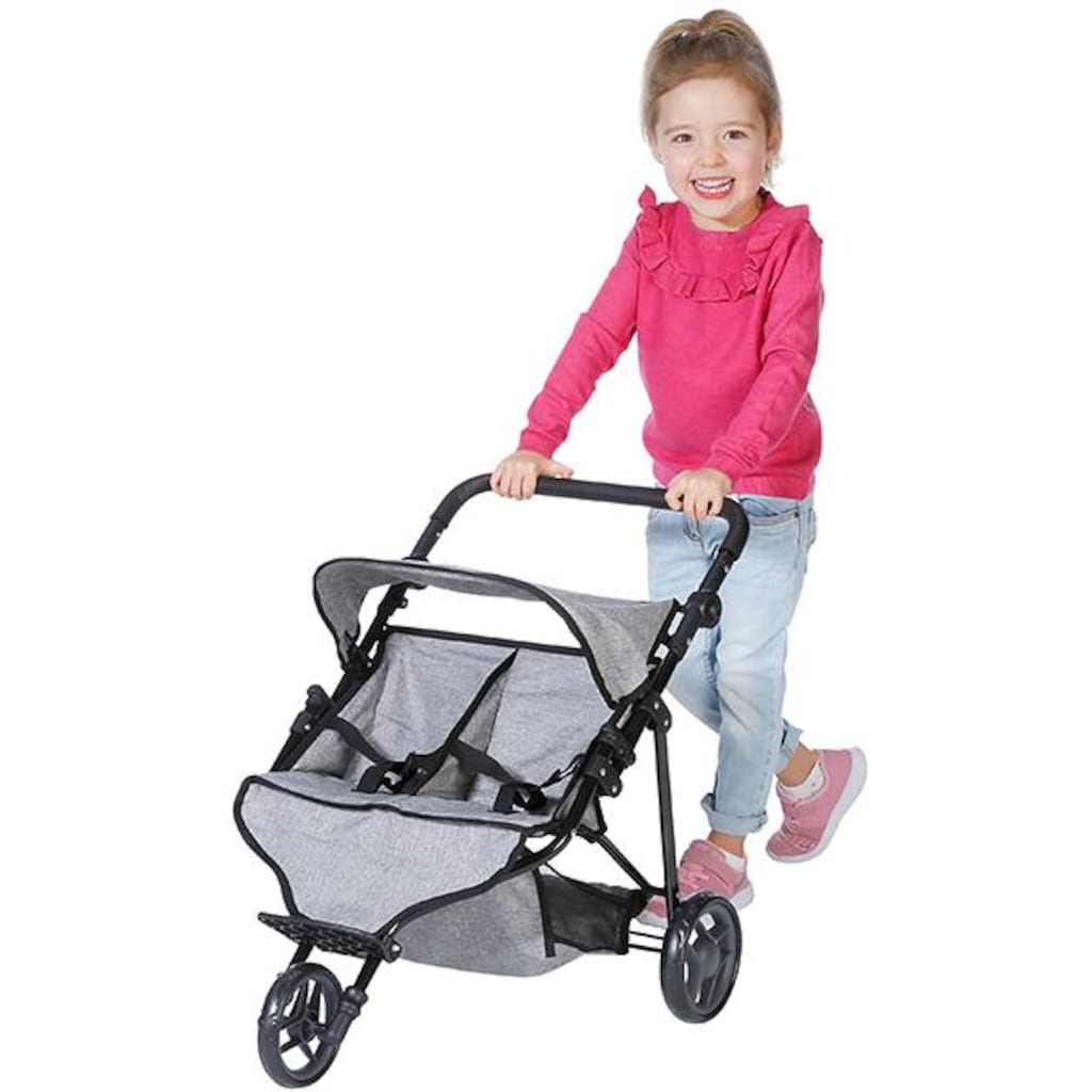 Knorrtoys® Puppen-Zwillingsbuggy »Duo - Jeans Grey«