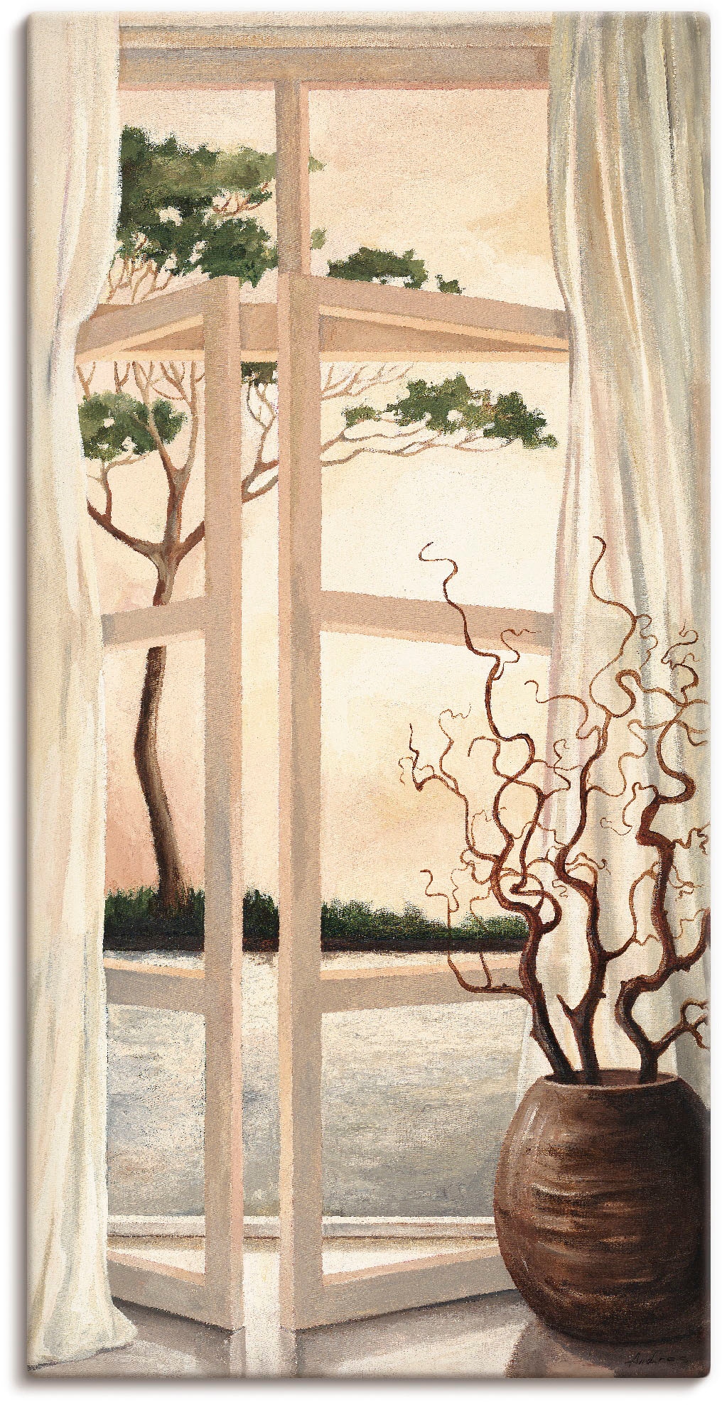 Image of Artland Wandbild "Fensterbild Toskanischer Sonnenuntergang" Fensterblick 1 Stk. tlg. als Alubild, Leinwandbild, Poster in verschied. Grössen