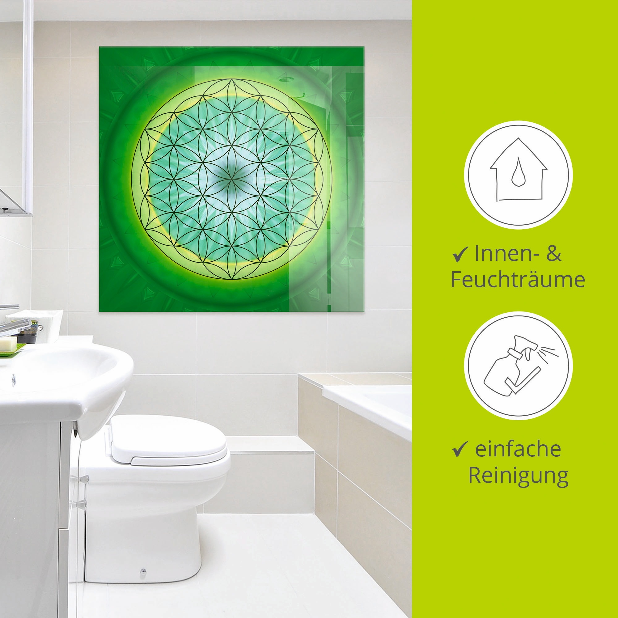 Artland Glasbild »Blume des Lebens 3«, Muster, (1 St.), in verschiedenen Grössen