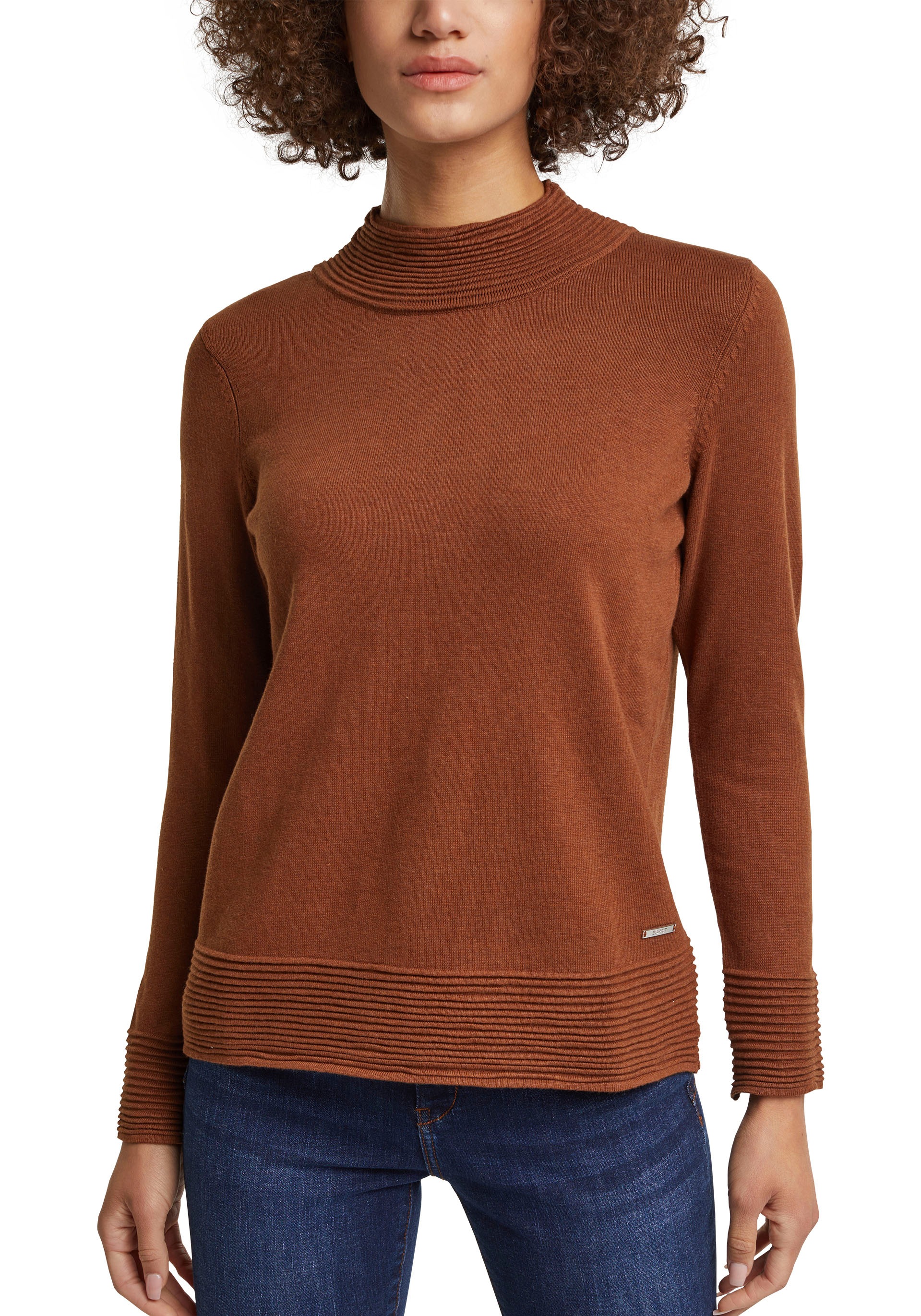 Image of Esprit Strickpullover, mit hoch geschlossenem Ausschnitt und Struktur-Streifen bei Ackermann Versand Schweiz