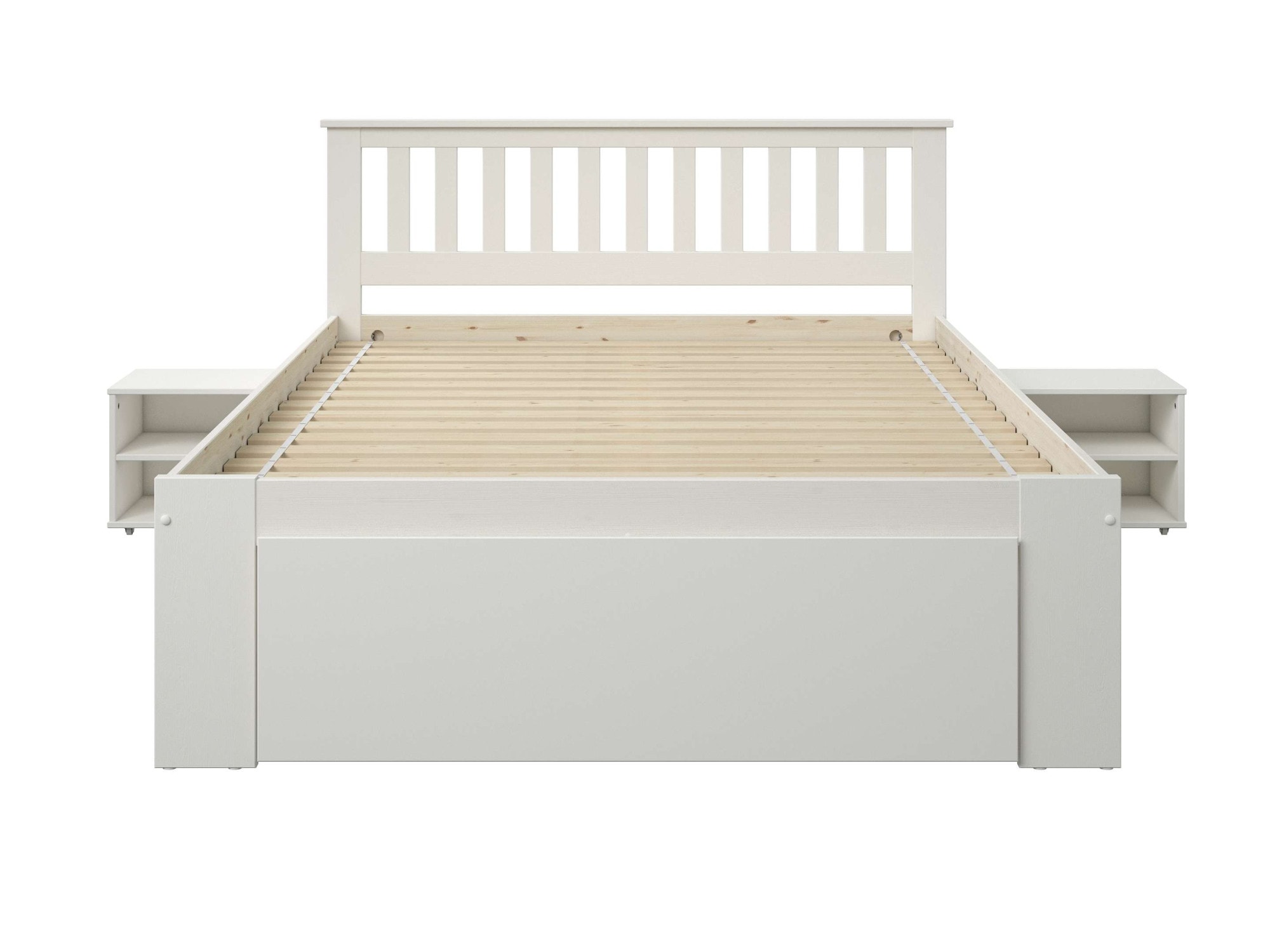 GOODproduct Massivholzbett »Kallvin, platzsparend, 3 Bettkästen, Nachtschränke ausziehbar« inklusive Lattenrost, ideal fürs Jugendzimmer und kleine Räume, FSC®