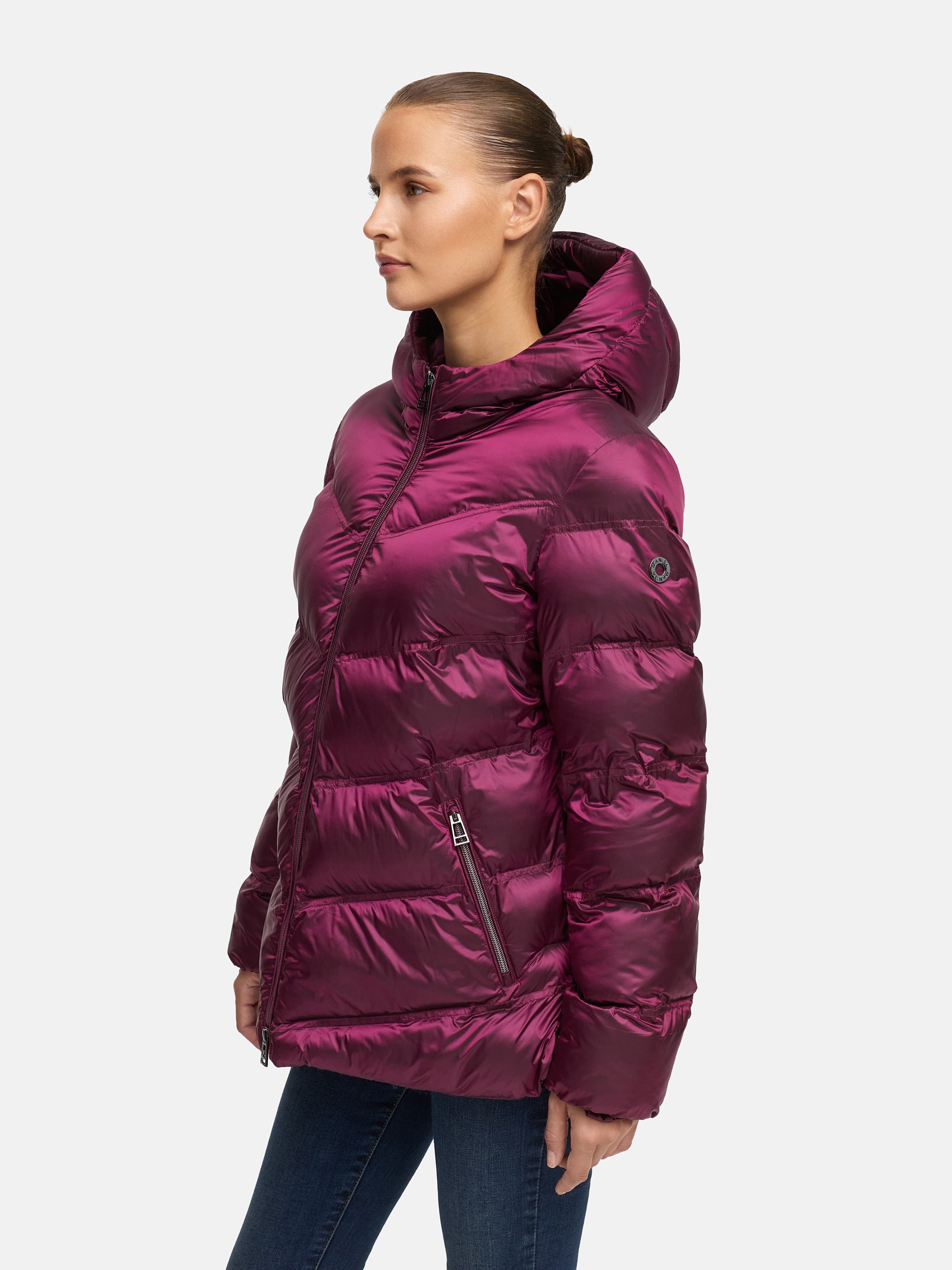 MANISA Steppjacke, mit Kapuze, mit Stehkragen, Kapuze und elastischem Ärmelsaum