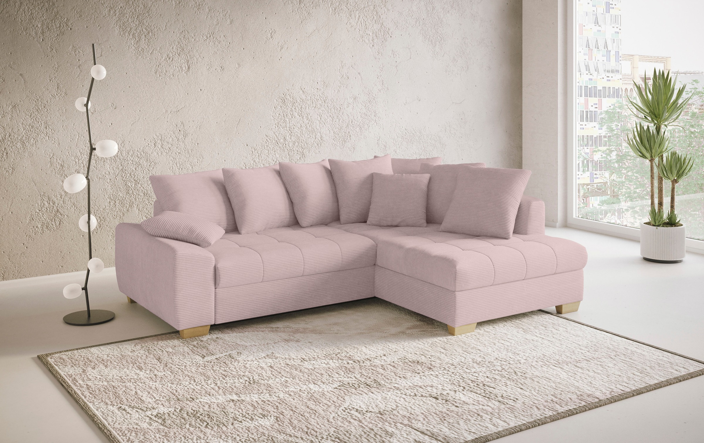 Mr. Couch Ecksofa »Nikita II, L-Form«, Wahlweise mit Bettfunktion, Bettkasten & RGB-LED-Beleuchtung