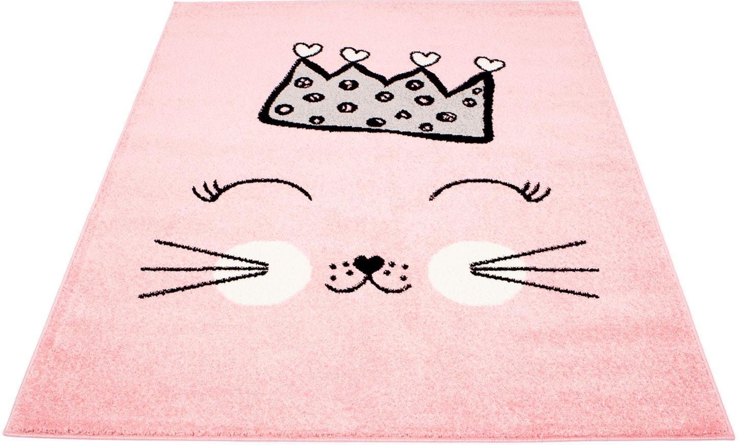 Image of Carpet City Kinderteppich »Bubble Kids 1331«, rechteckig, 11 mm Höhe, Spielteppich, Katze, Krone, Weicher Flor, Pflegeleicht, Kinderzimmer bei Ackermann Versand Schweiz