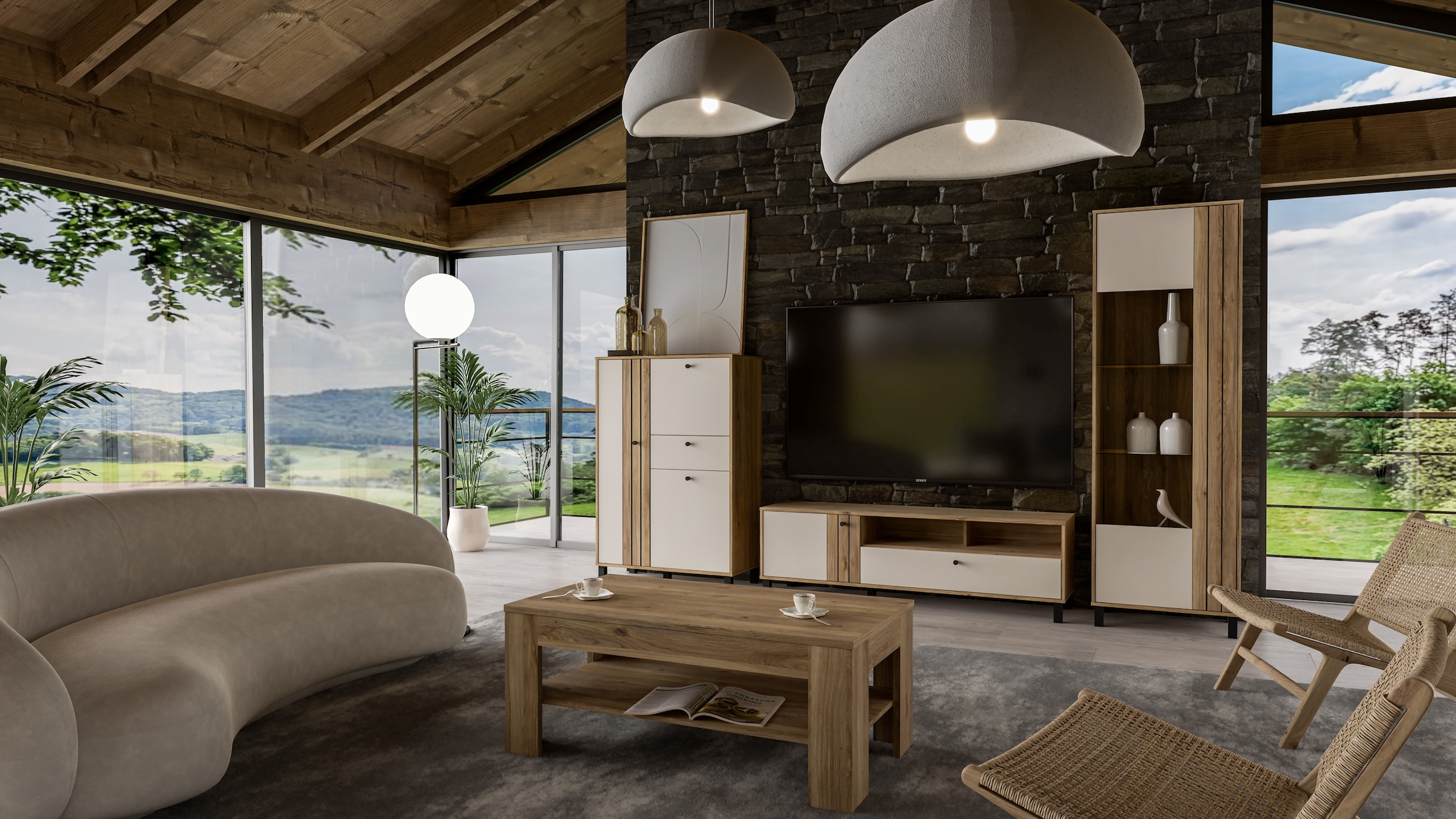 FORTE Lowboard »KillarneyTV-Board, TV-Schrank« TV Board, Soft Close, Schublade, offene Fächer